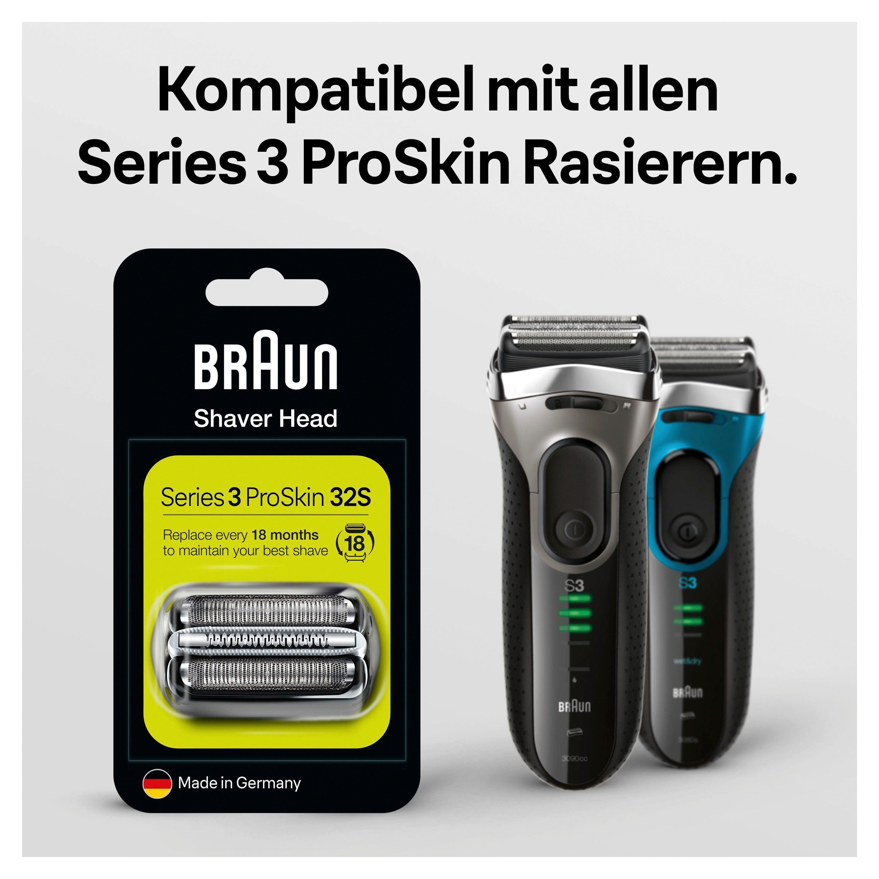 Rasierern Series mit 3 kompatibel Braun Ersatzscherteil 3 32, Series silberfarben