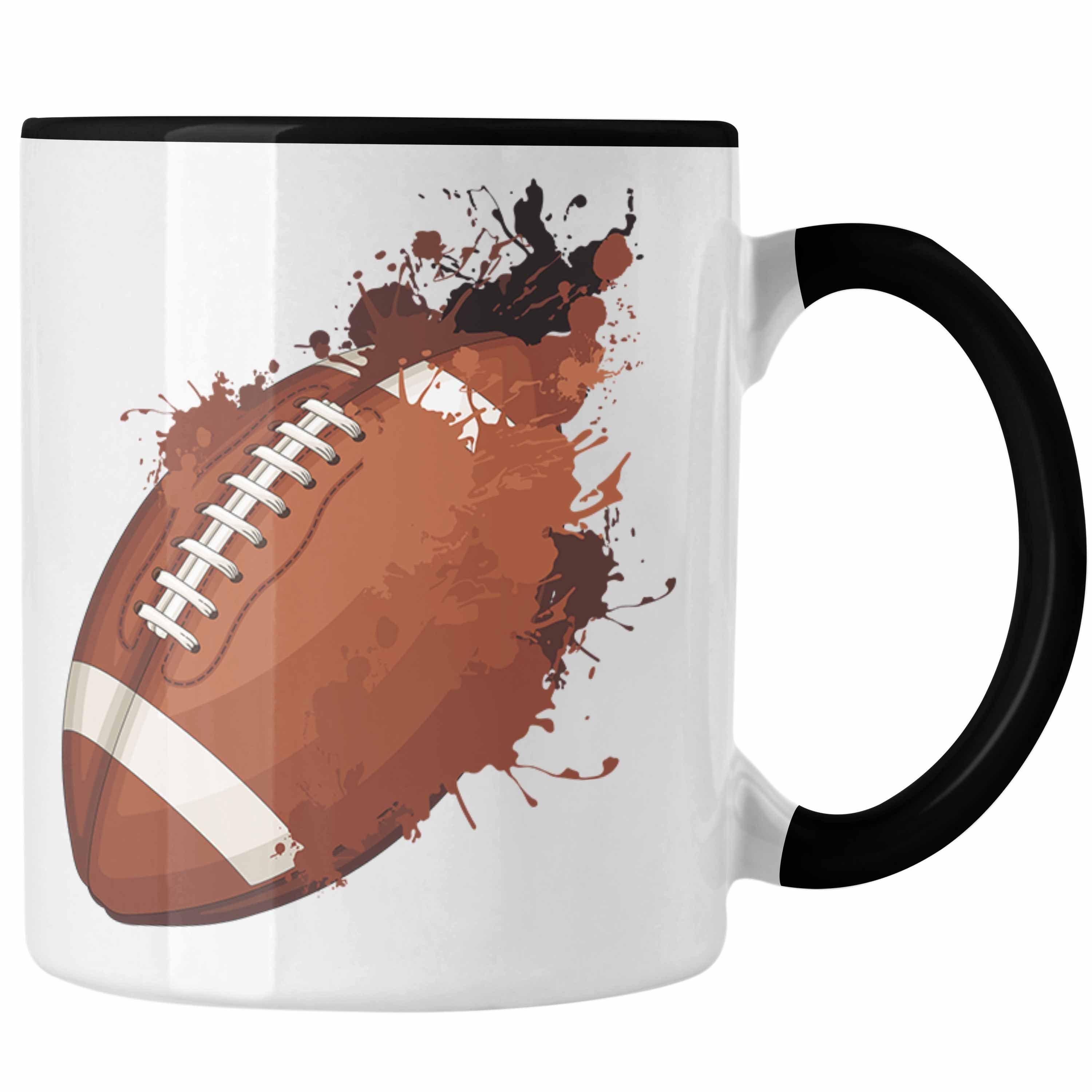 Trendation Tasse American Football Tasse Geschenk Football-Spieler Geschenkidee Grafik Schwarz