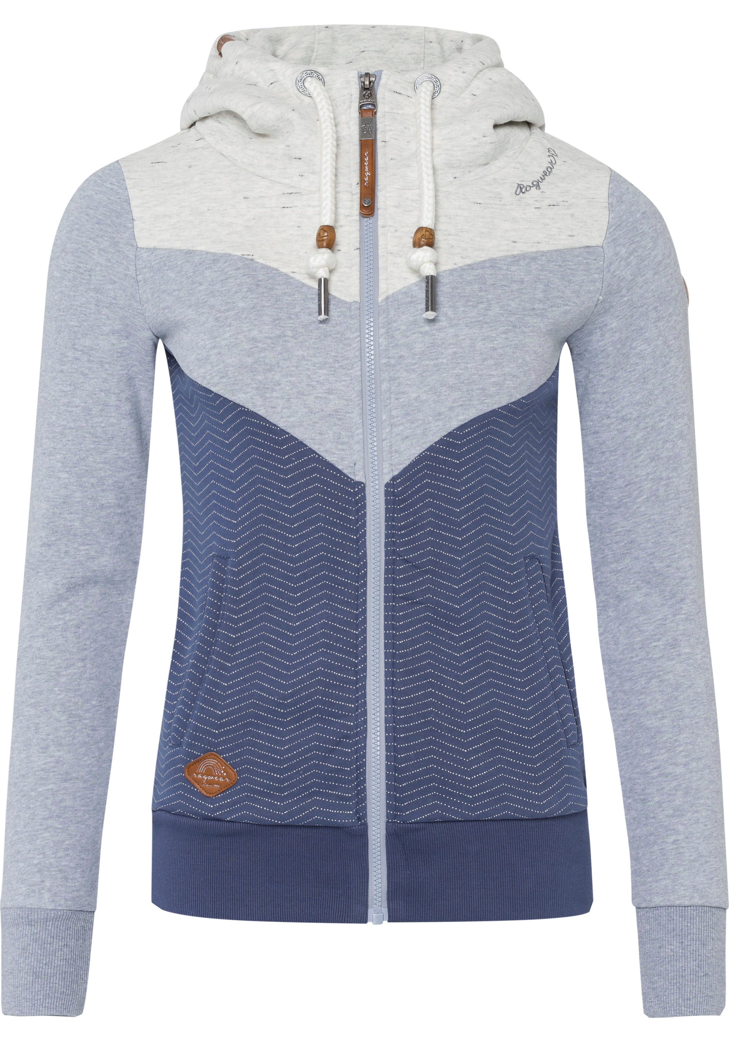 Ragwear Sweatjacke TREGA ZIP O im Colorblocking-Design blue 2040