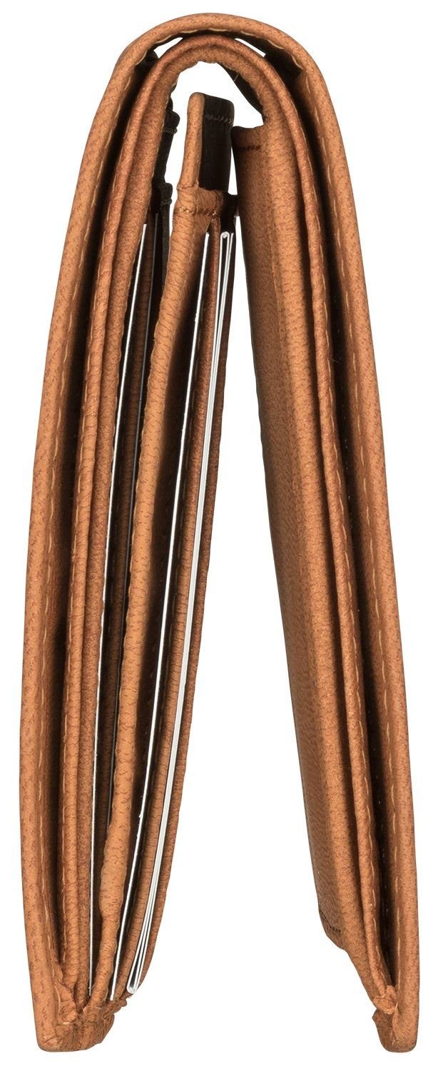 Red Baron Geldbörse Geldbeutel Leder Braun RB-WT-003-02, Kreditkartenfächer, Münzfach mit Druckknopf, Sichtfächer