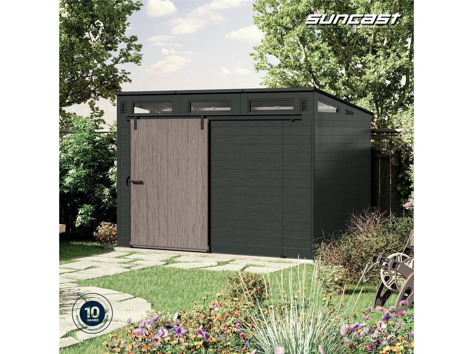 Suncast® Gartenhaus Suncast Gerätehaus 328 x 222 x 227 cm mit Schiebetür Holzoptik 13,7 m³
