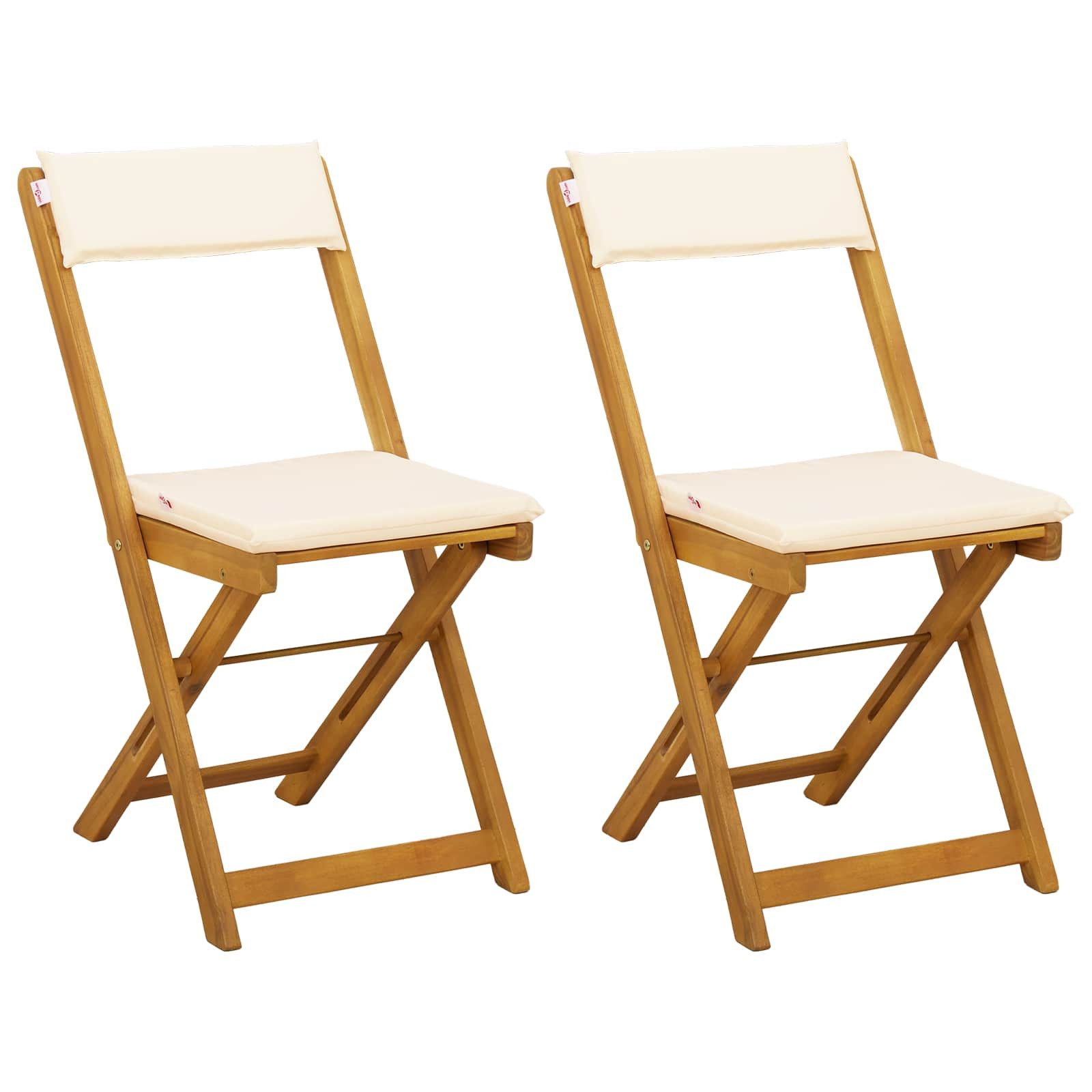 vidaXL Gartenstuhl Außen Bistro-Stühle 2 pcs Cremeweiß 40 x 53 x 80 cm (2 St)