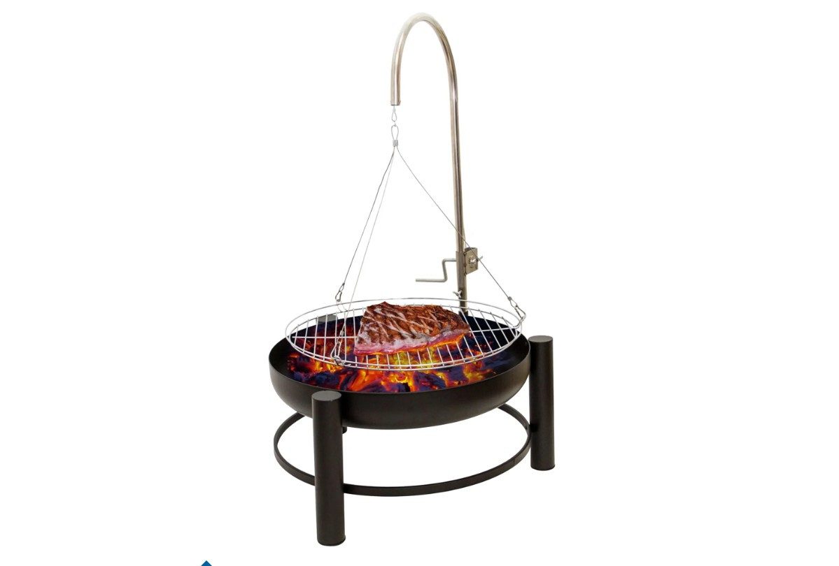 Lemodo Holzkohlegrill Schwenkgrill mit höhenverstellbarem Grillrost