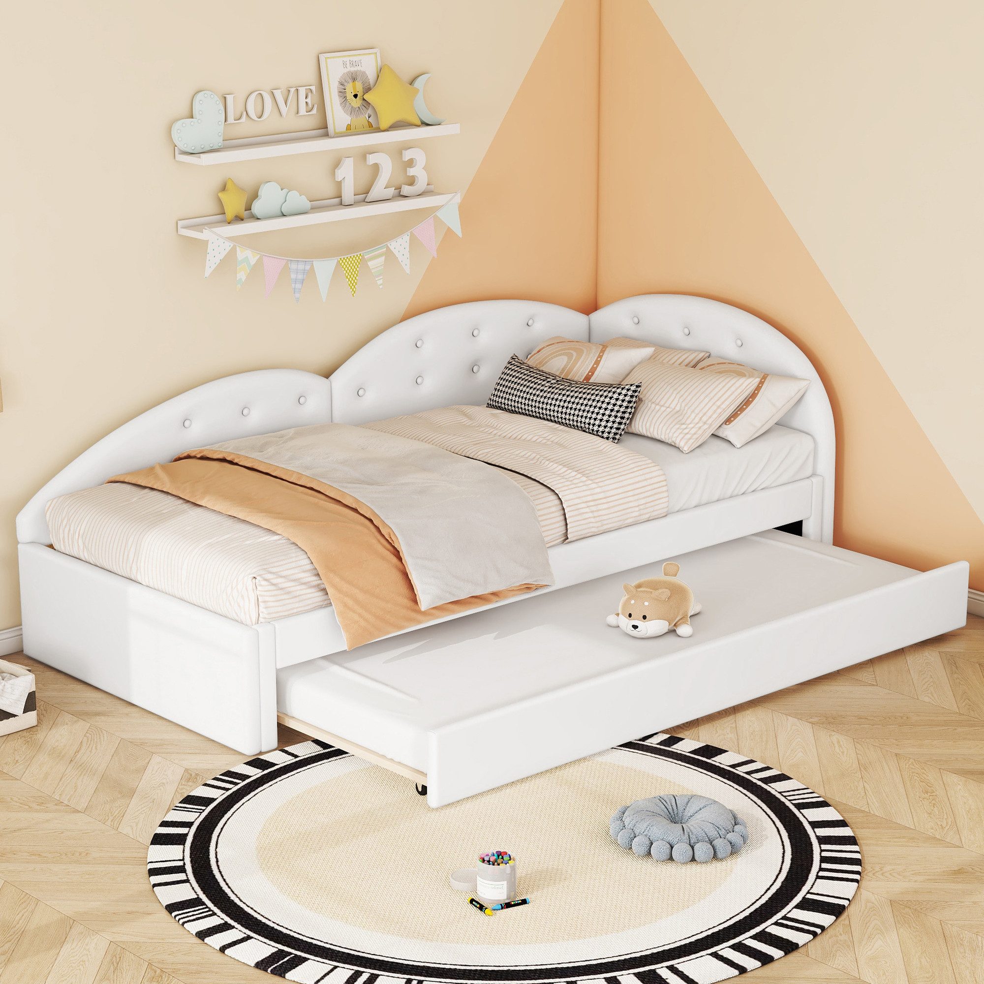 Flieks Daybett, Schlafsofa Polsterbett Einzelbett 90x200cm mit Ausziehbett günstig online kaufen