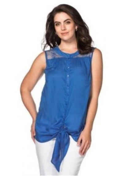 YESET Blusentop Damen Bluse mit Spitze Blusentop Top Shirt ärmellos Zipfel blau 825216
