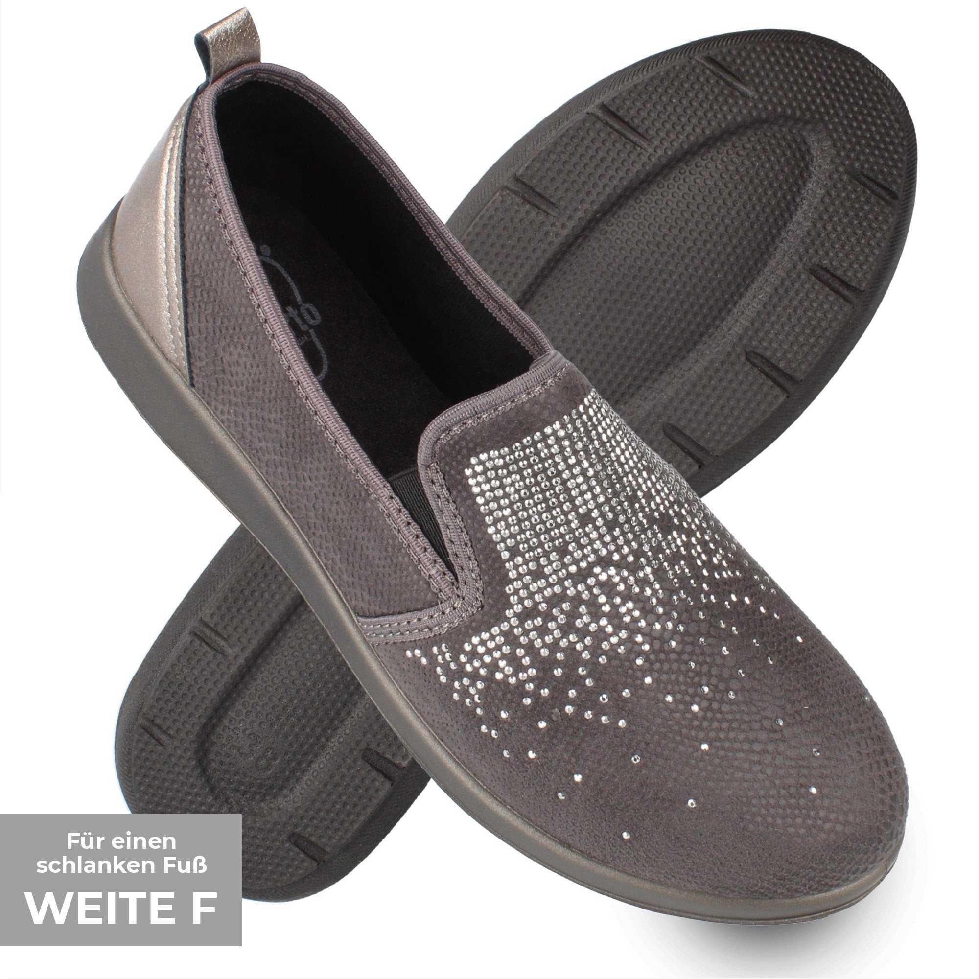 Dr. Orto Ravenna für schmale Füße Damen Sneaker Slip-On, Ballerina, Stretch-Sneaker