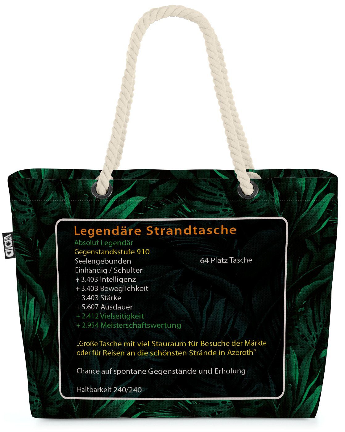 VOID Strandtasche (1-tlg), Legendäre World Shadowland wow mythisch Gamer Game Warcraft grün