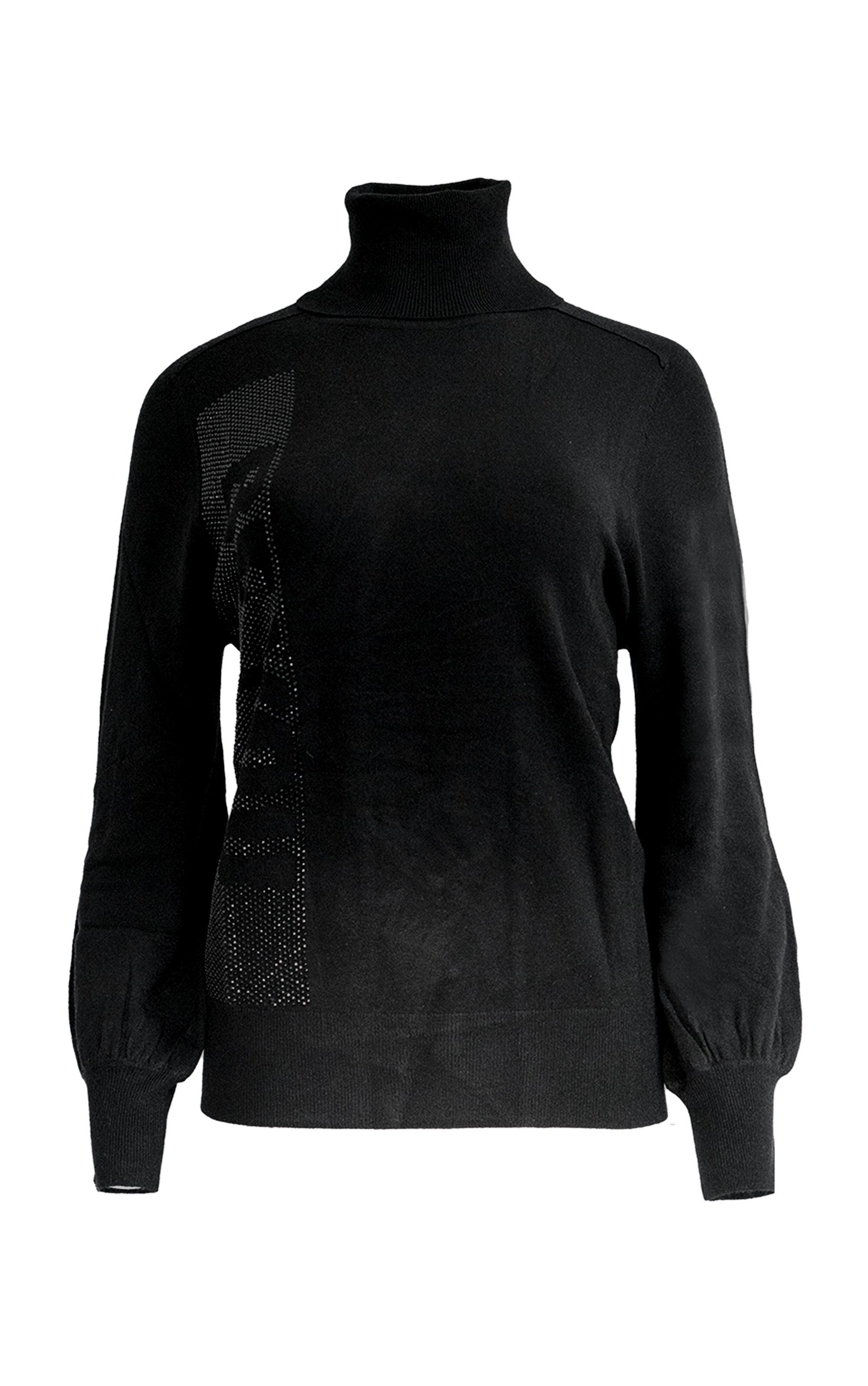 Rollkragenpullover mit Strassstein-Schriftzug