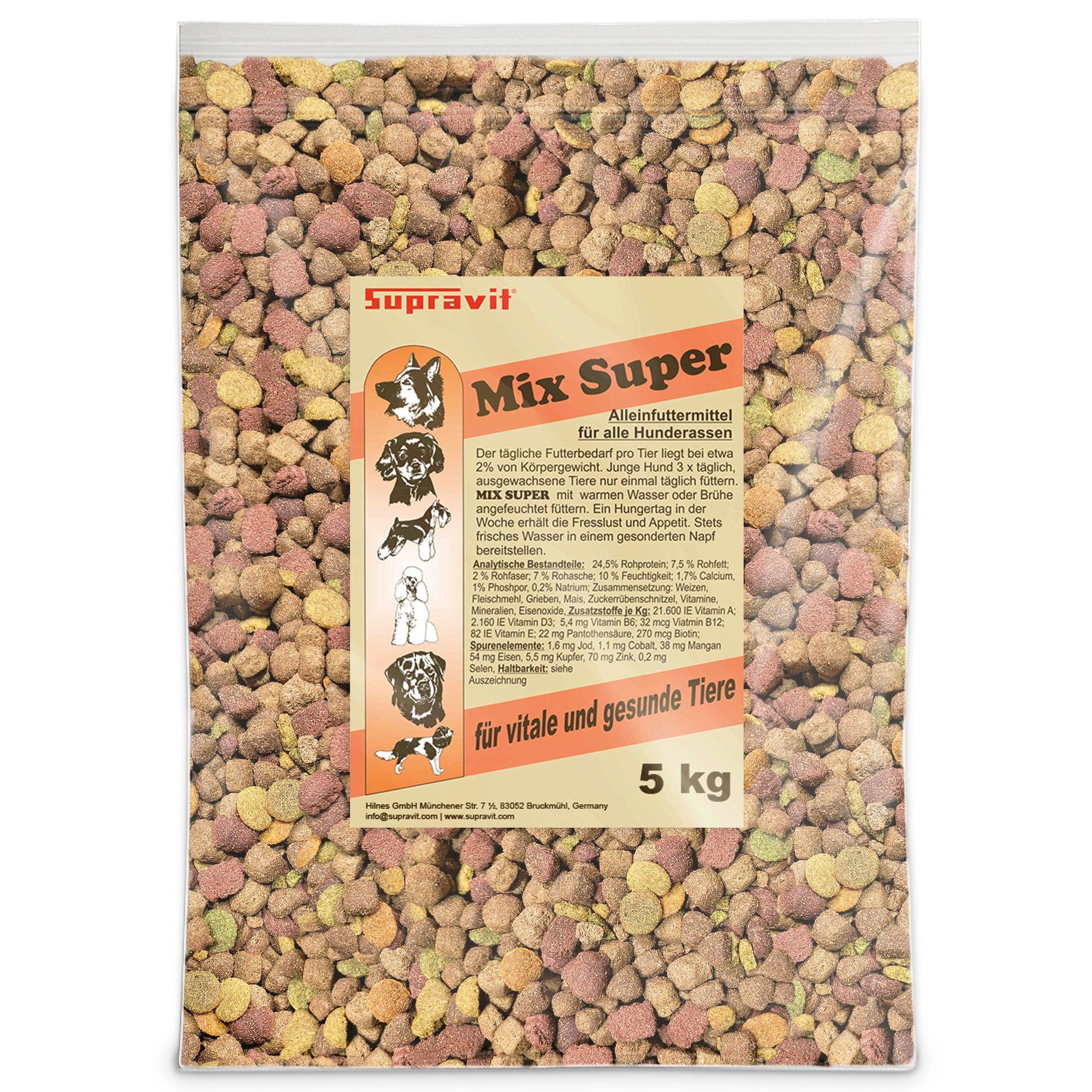 Supravit Mix Super Hundefutter - Ausgewogene Trockenmischung tägliche Fütterung, Trockenfutter für: Hund