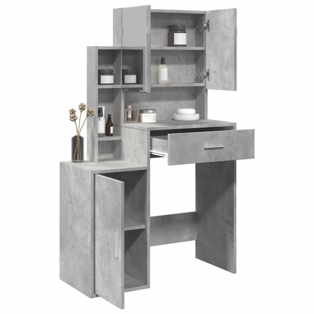 vidaXL Schminktisch Schminktisch mit Schrank Betongrau 80x35x132 cm (1-St)