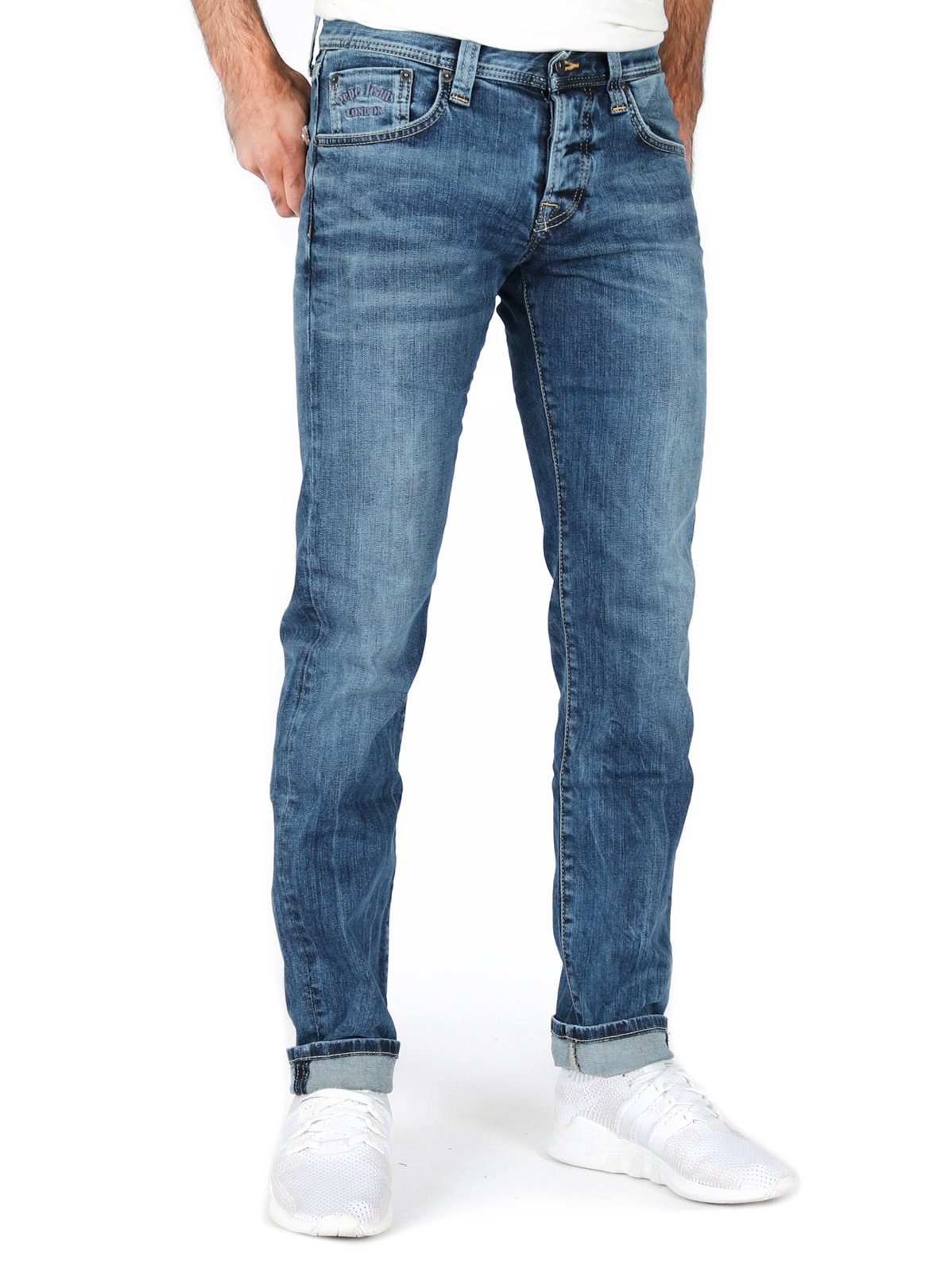 Jeans Pepe Cane Naht Gelbe Waist Skinny Straight Slim-fit-Jeans Z23 - Low
