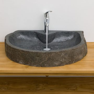 wohnfreuden Aufsatzwaschbecken Naturstein Waschbecken 80 cm gerade Rückwand (Kein Set), 126376