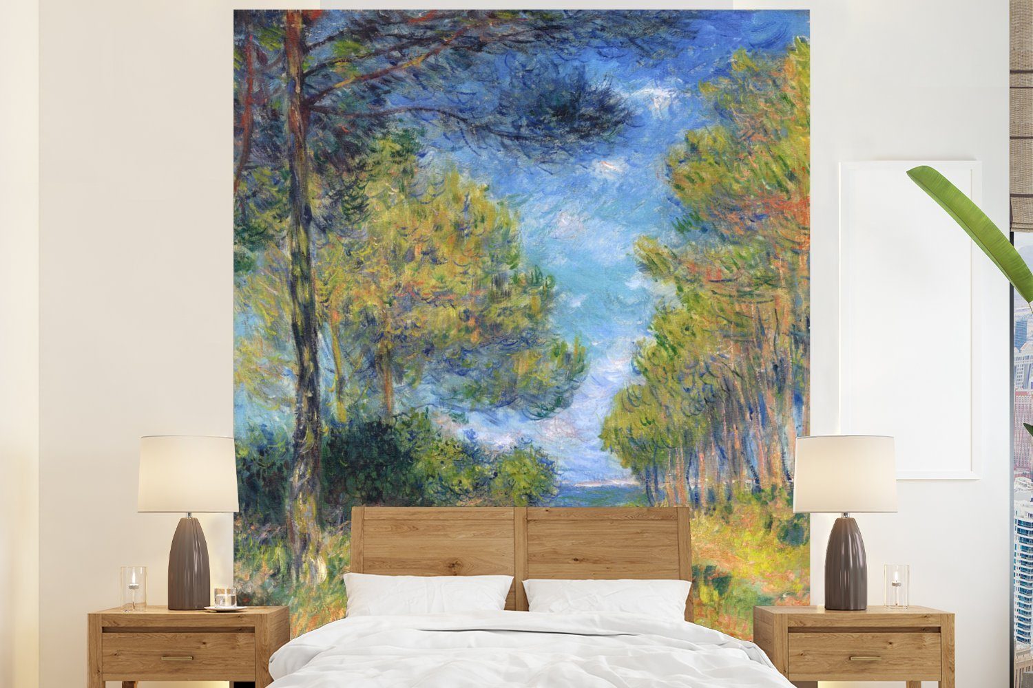 MuchoWow Fototapete Weg bei Varengeville - Gemälde von Claude Monet, Matt, bedruckt, (3 St), Vliestapete für Wohnzimmer Schlafzimmer Küche, Fototapete