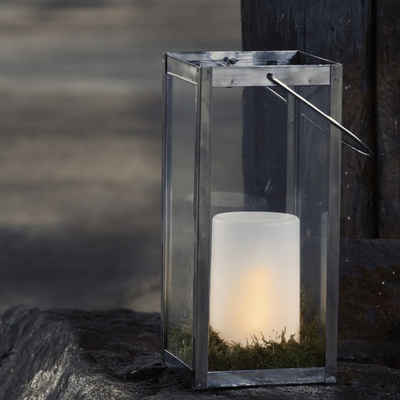 MARELIDA LED-Kerze LED Windlicht auch für Laternen H: 14,5cm Timer gefrostet für Außen