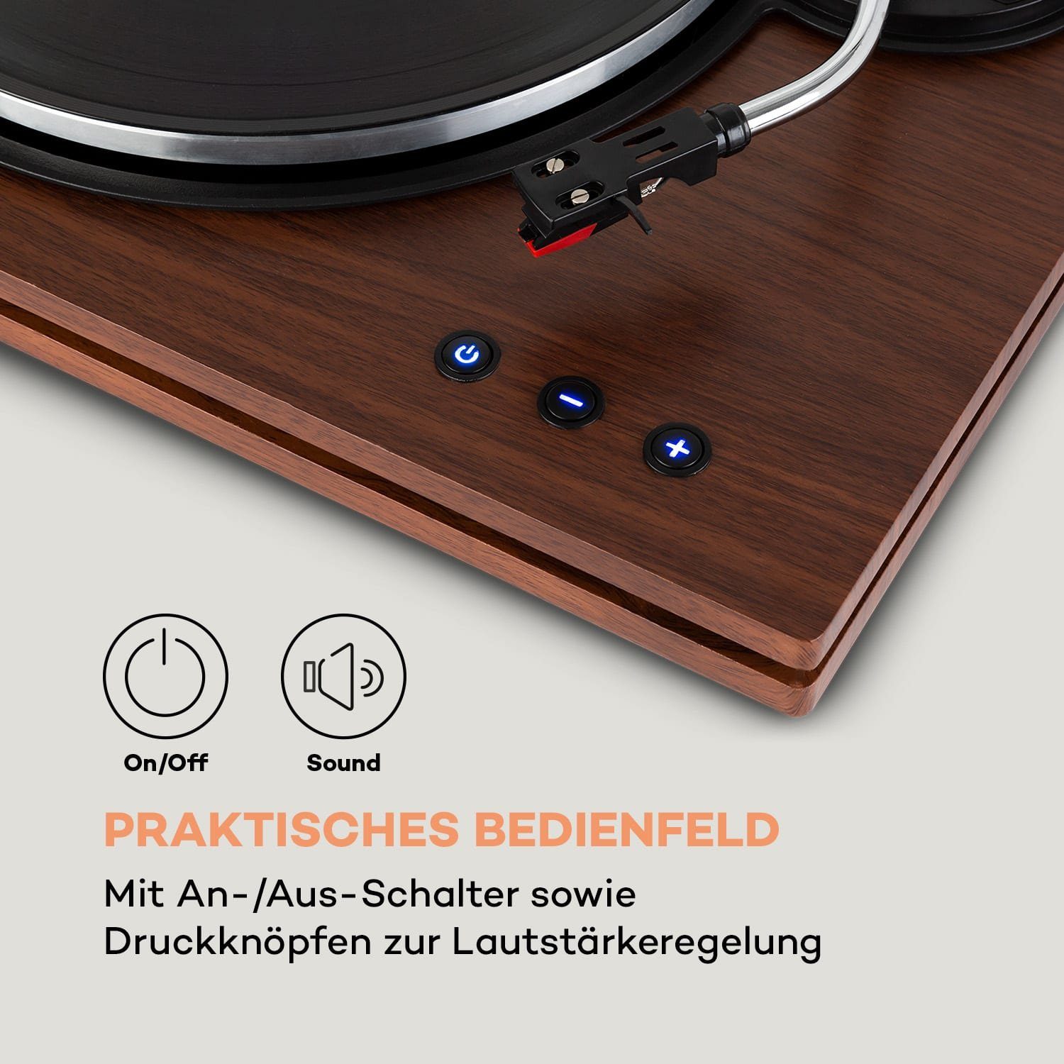 Auna TT-Play PLUS Plattenspieler mit Bluetooth, (Riemenantrieb, Plattenspieler) Schallplattenspieler Lautsprecher Vinyl