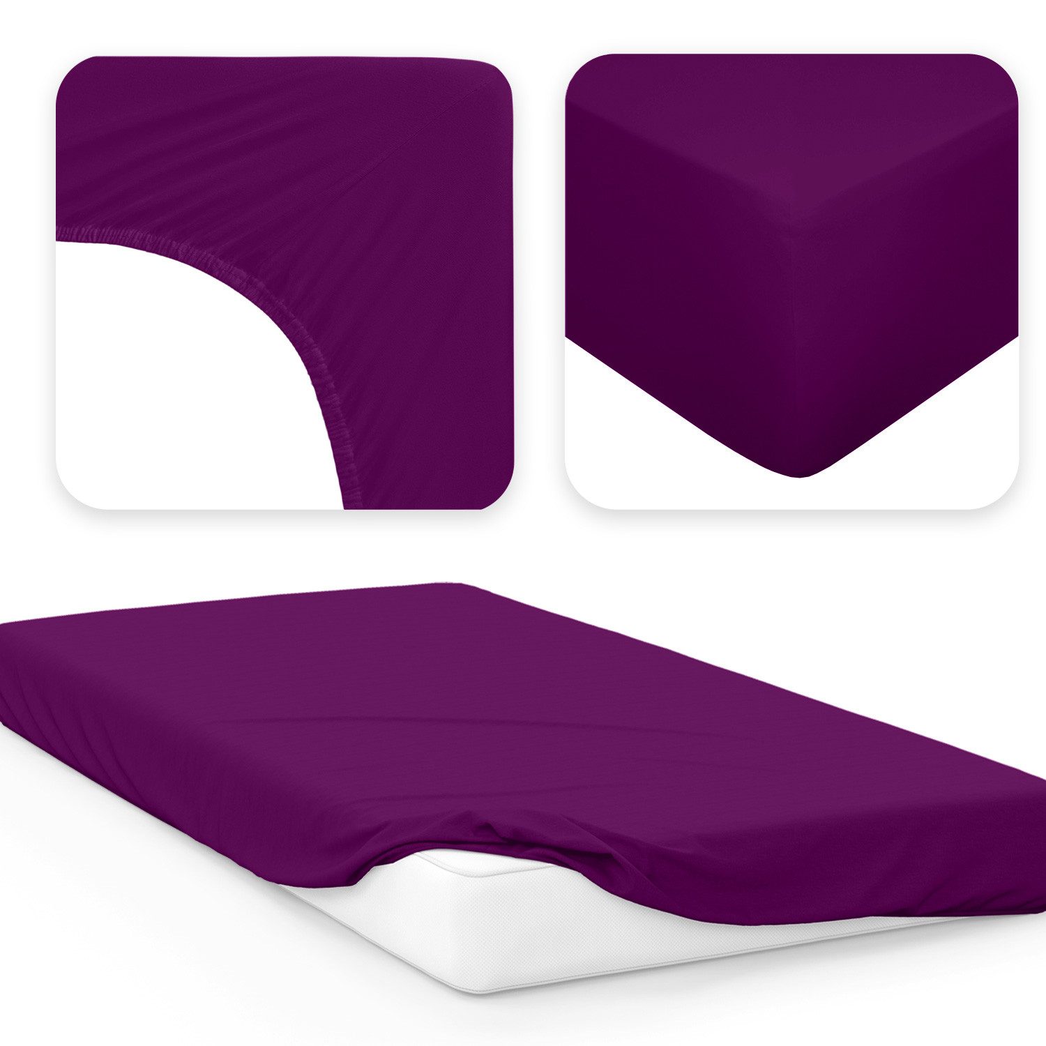 Jacobson Spannbettlaken BOXSPRING & ÜBERLÄNGE aus 100% Baumwolle, für hohe & lange Matratzen, Jersey Bettlaken 160 g/m² – Bild 2 von 5