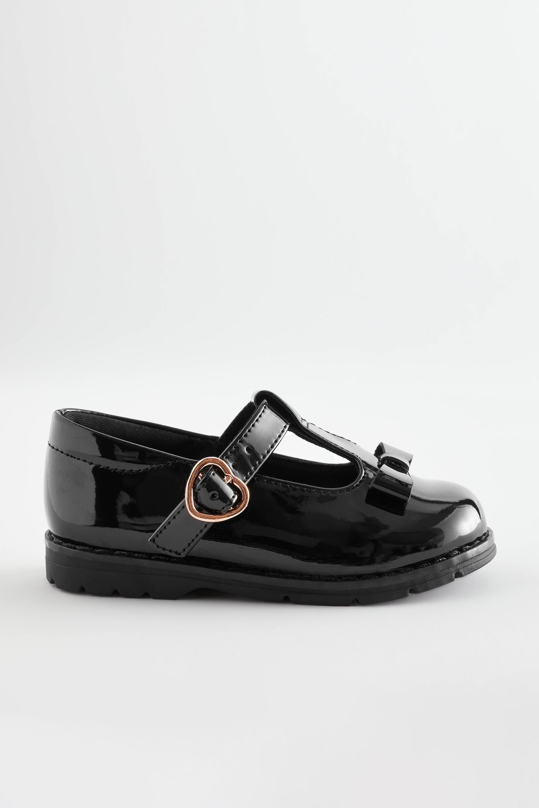 Next Kleinkinder-Schuhe mit T-Steg und Schleife T-Strap-Sandale (1-tlg) Black Patent