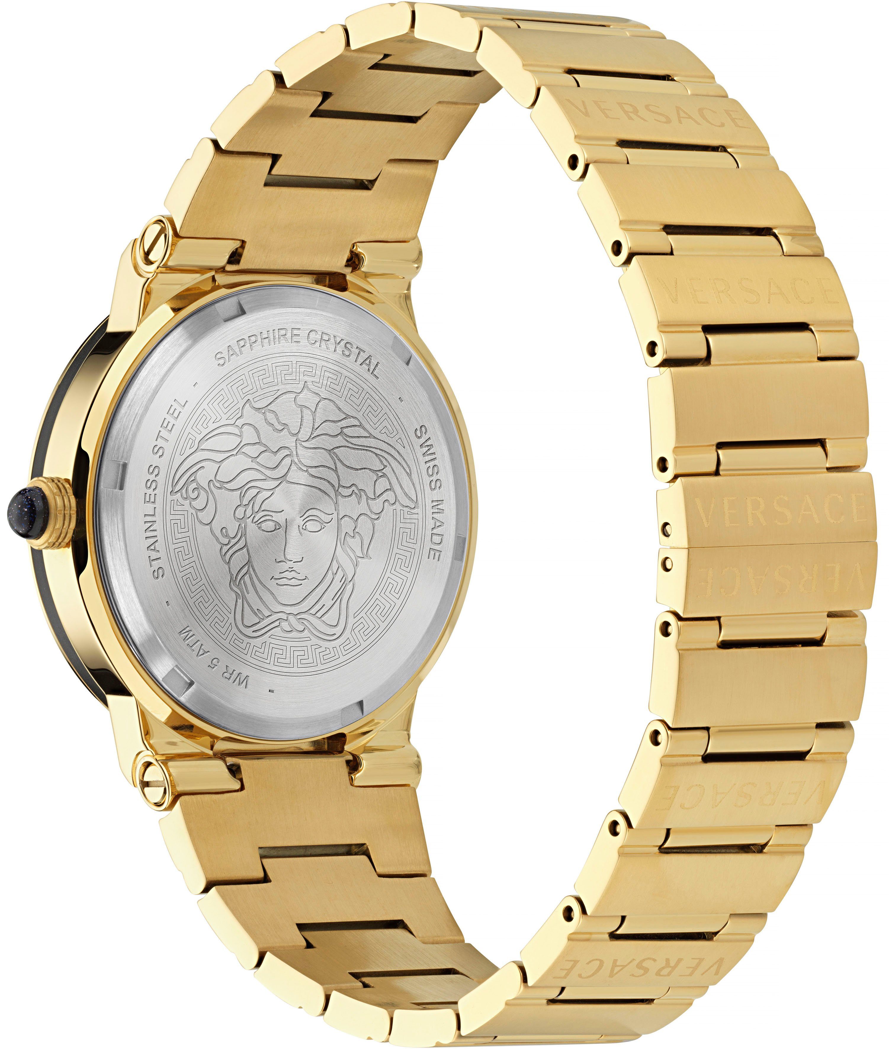 Versace Quarzuhr GRECA LOGO MOONPHASE VE7G00323, Armbanduhr, Damenuhr, Saphirglas, Datum, Swiss Made, Mondphase