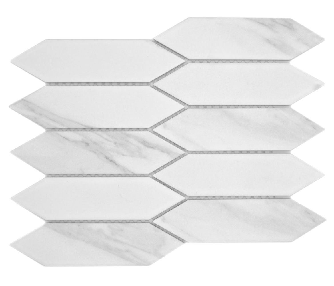 Mosani Mosaikfliesen Keramik Mosaikfliese Hexagon Sechseck Cararra weiß grau