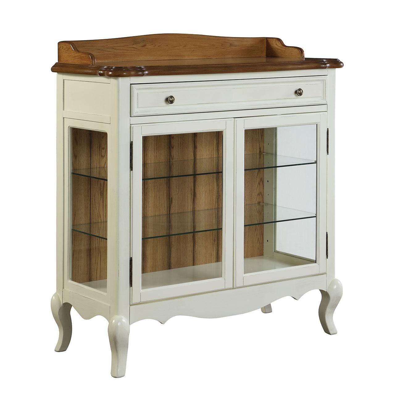 JVmoebel Seitenschrank Eleganter Vitrinenschrank in Blau mit weißen Holzfüßen (1-St) Made in Europa