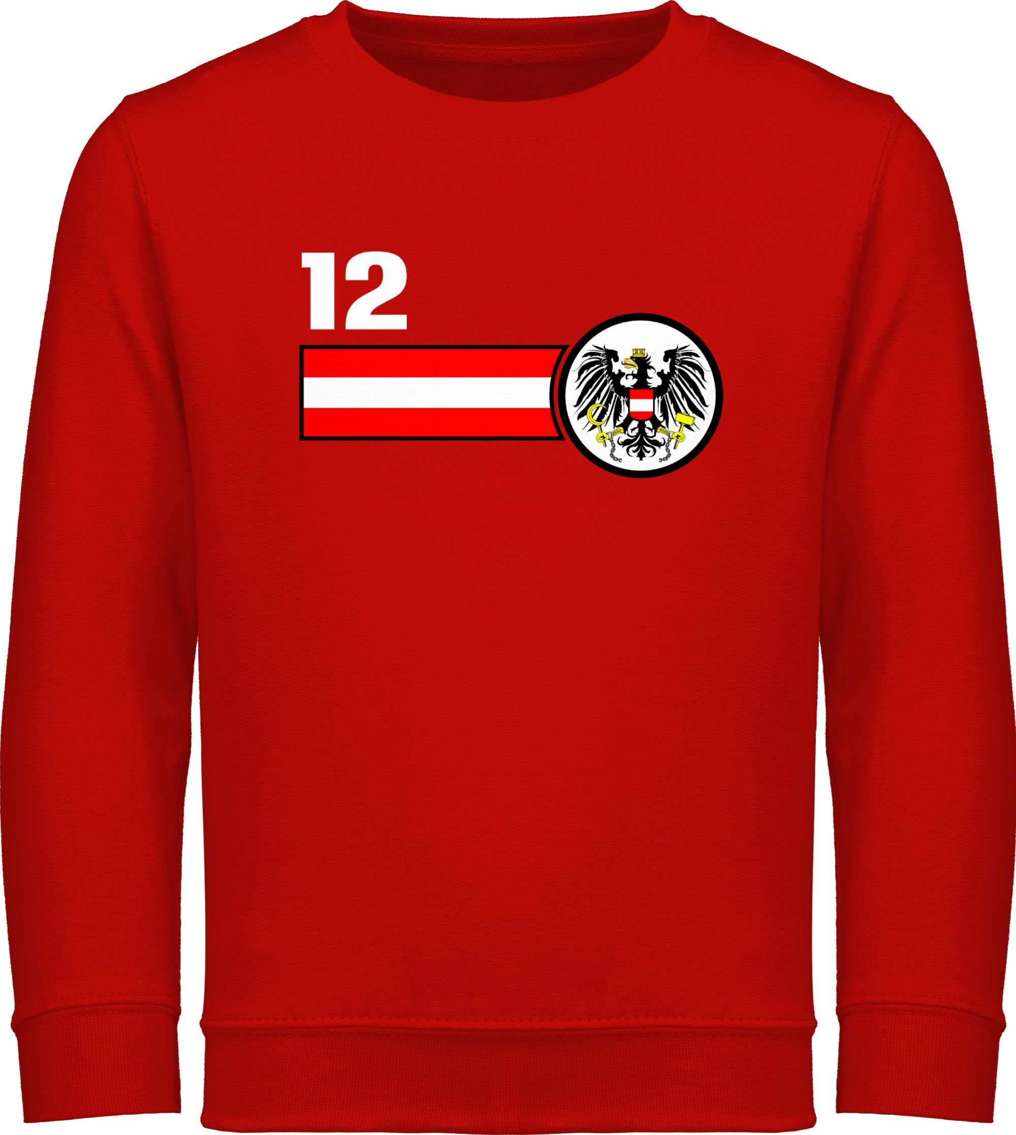 EM Fussball Rot Mannschaft Sweatshirt Kinder 2024 Shirtracer 12. 3 Mann Österreich