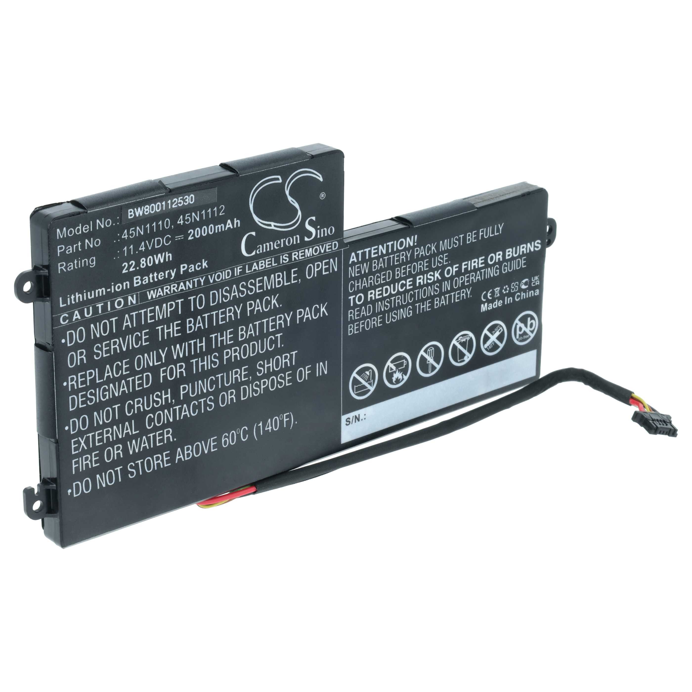 vhbw Akku passend für Lenovo ThinkPad T460, X250, X240 Touch, T440, T450s, Laptop-Akku Akku Li-Ion 2000 mAh (11,4 V, 1 St), Leistungsfähiger Austausch-Akku für Notebook, Wiederaufladbar, Jede