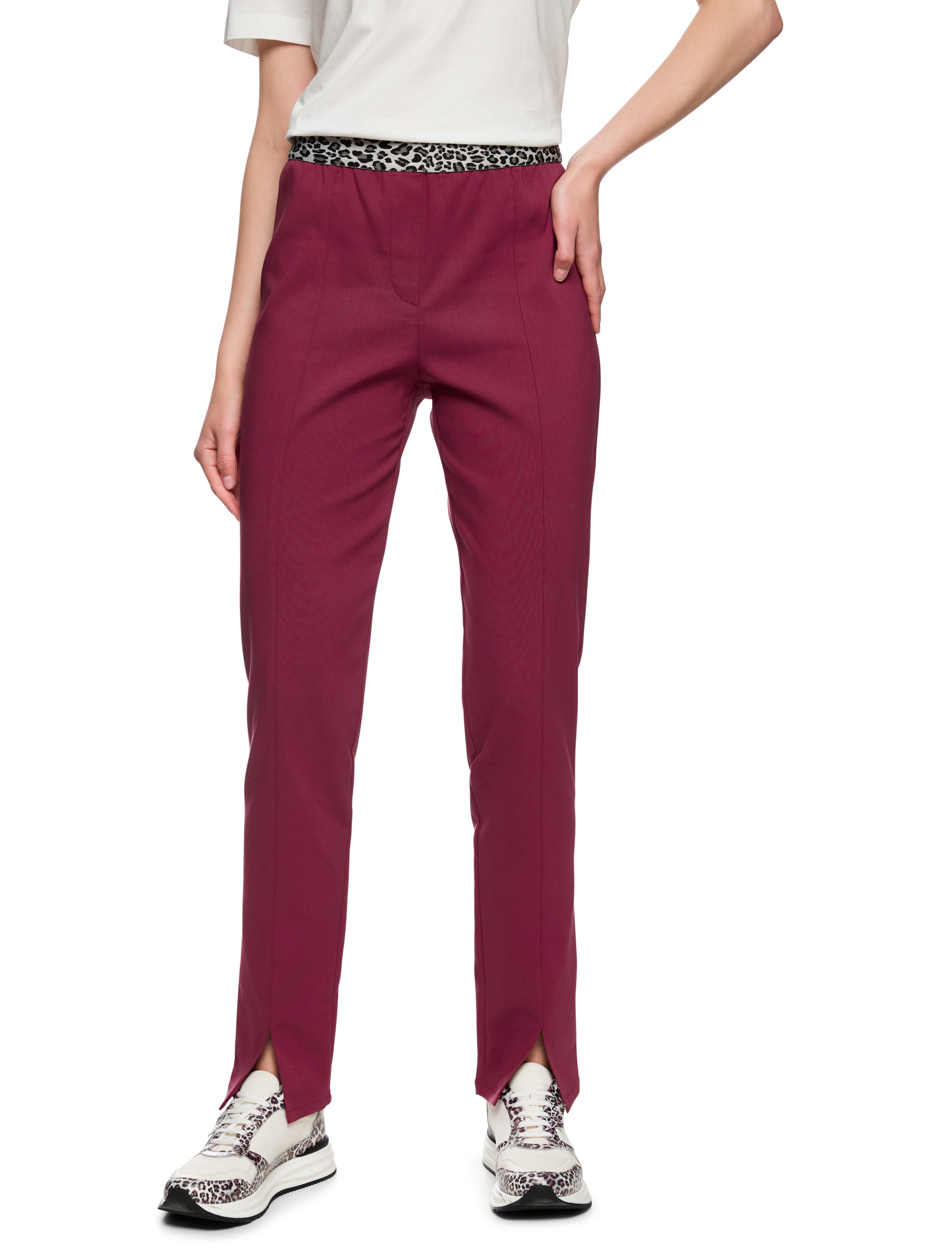 Marc Cain Schlupfhose Mon Cherry Premium Damenmode Model: Siena, Gummibund in Leoprint