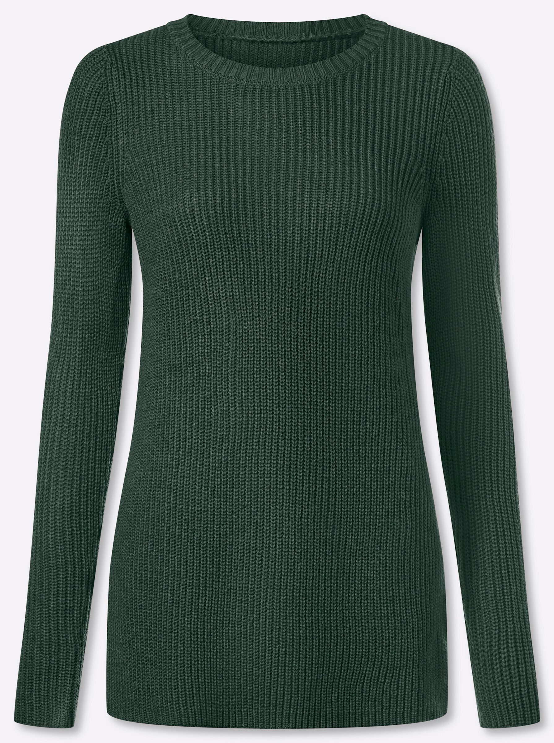 Sieh an! Strickpullover Longpullover Langarm Perlfang