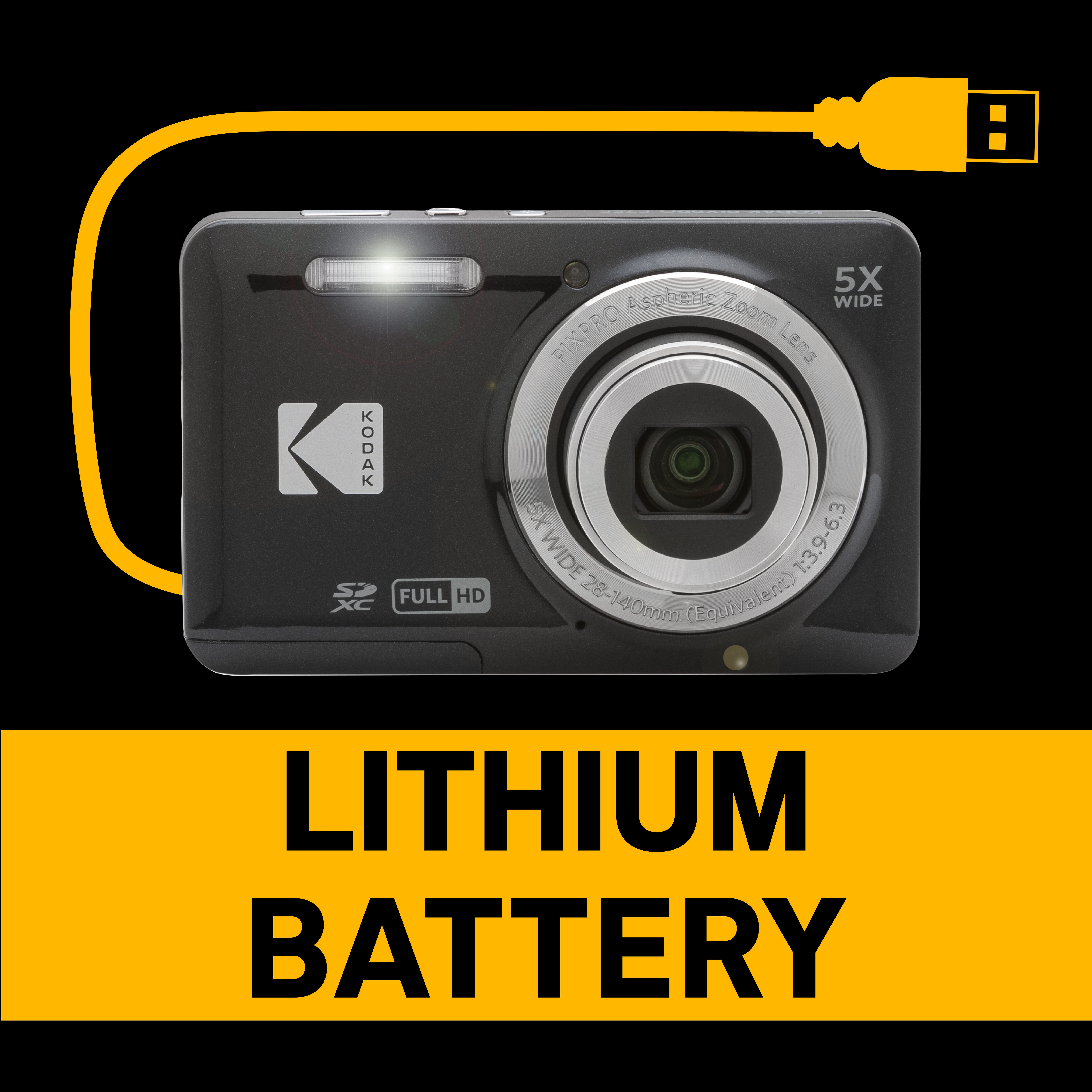 Kodak PixPro FZ55 - Interner Speicher 63MB, schwarz Kompaktkamera (5x opt. Zoom, 5-facher optischer Zoom und 28-mm-Weitwinkel) – Bild 5 von 5
