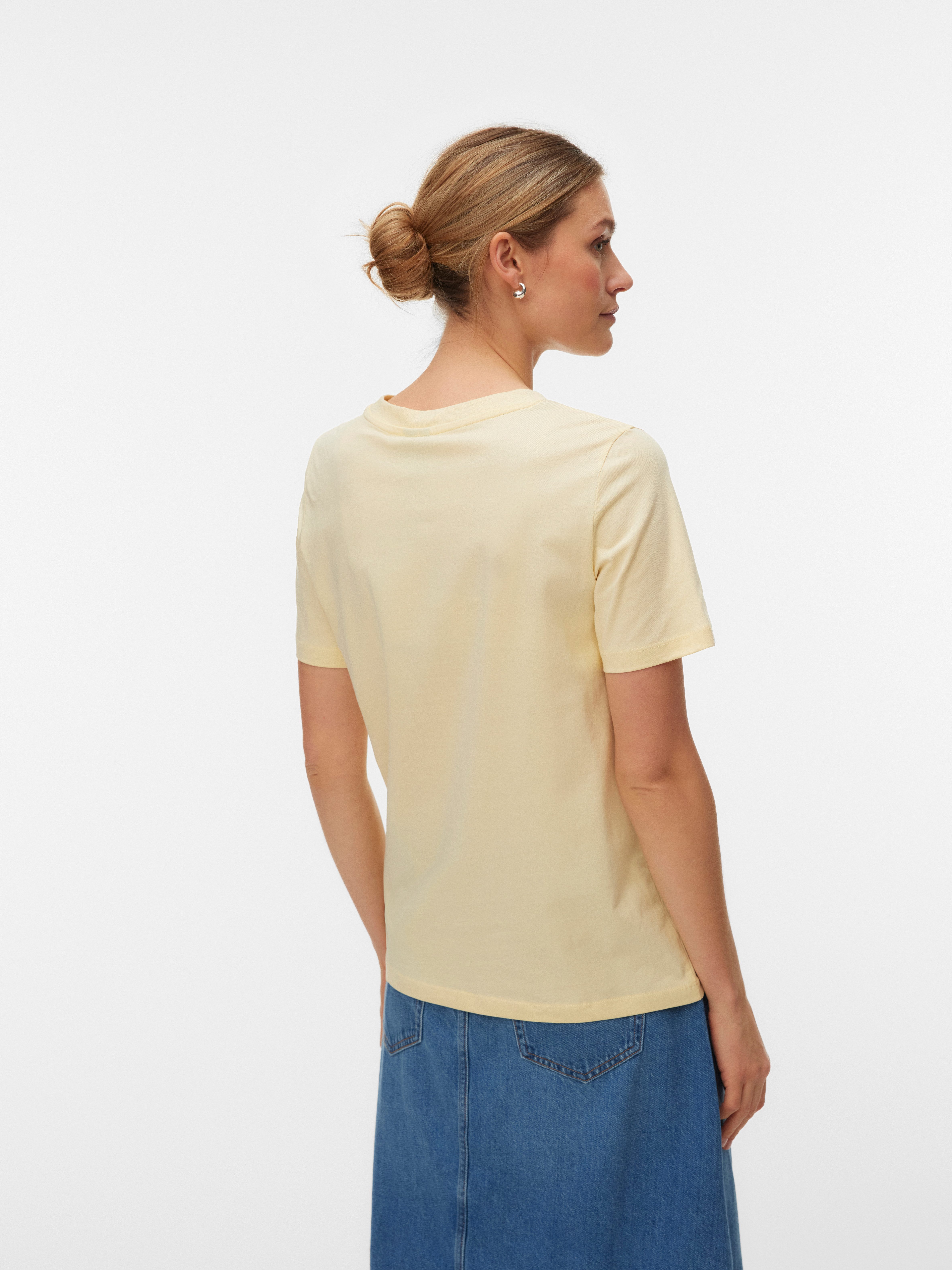 Vero Moda Kurzarmshirt VMPAULINA SS T-SHIRT GA JRS NOOS Baumwolle, regular fit
