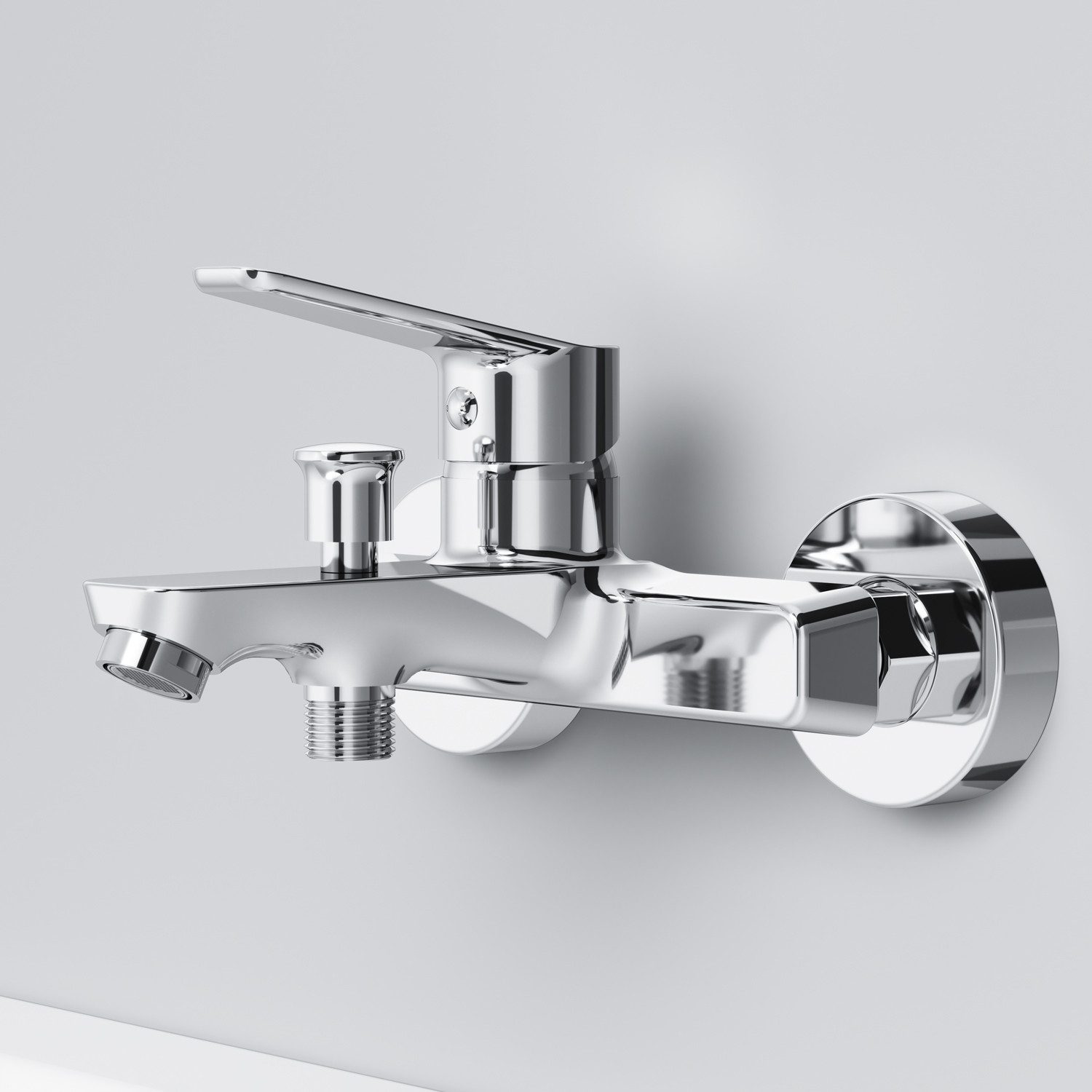 AM.PM Badarmatur Bad Armatur HIT Wasserhahn Wannenarmatur Mischarmatur (Badezimmerarmatur Badewannenarmatur, Mischbatterie inkl. 2 x Abdeckrosetten) Einhebelmischer mit Auslauf