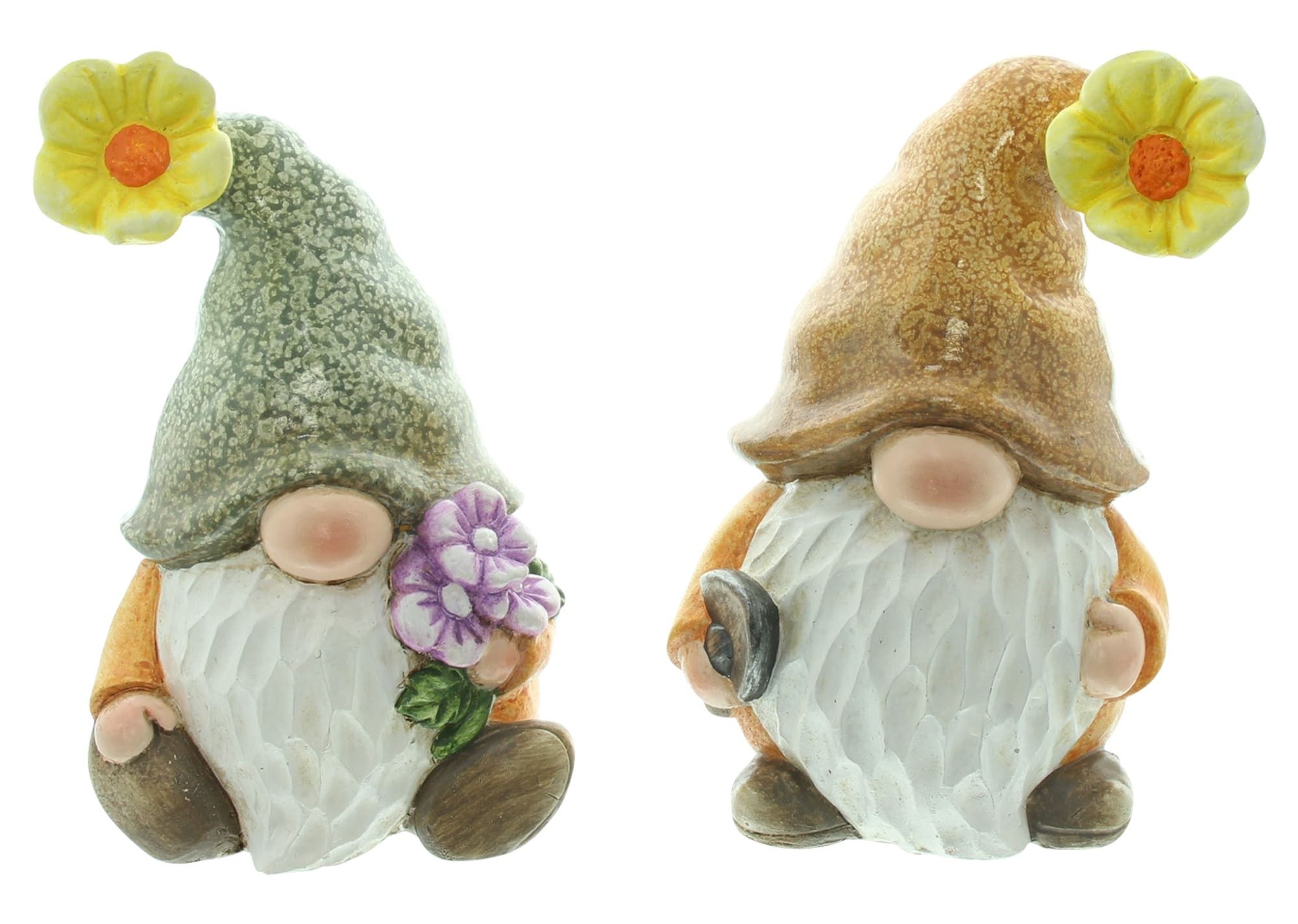 Dekoleidenschaft Gartenzwerg "Blümchen" Wichtel aus Polyresin, Outdoor Gartendeko wetterfest, Gnom, (2 St., im Set), 2 Stück im Set, Garten Dekofigur