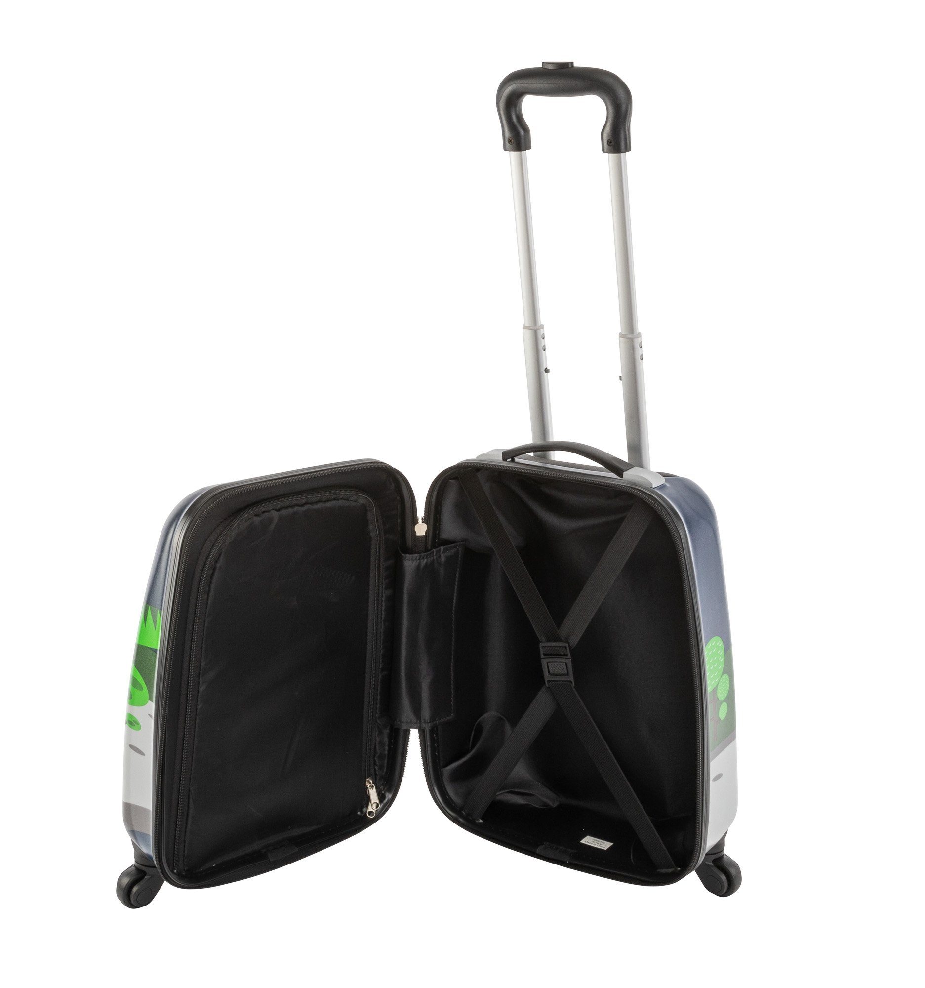 Travelhouse Kinderkoffer Happy Children - Bordkoffer Kabinenkoffer 27L, 4 Rollen, Glänzende Polycarbonat Oberfläche