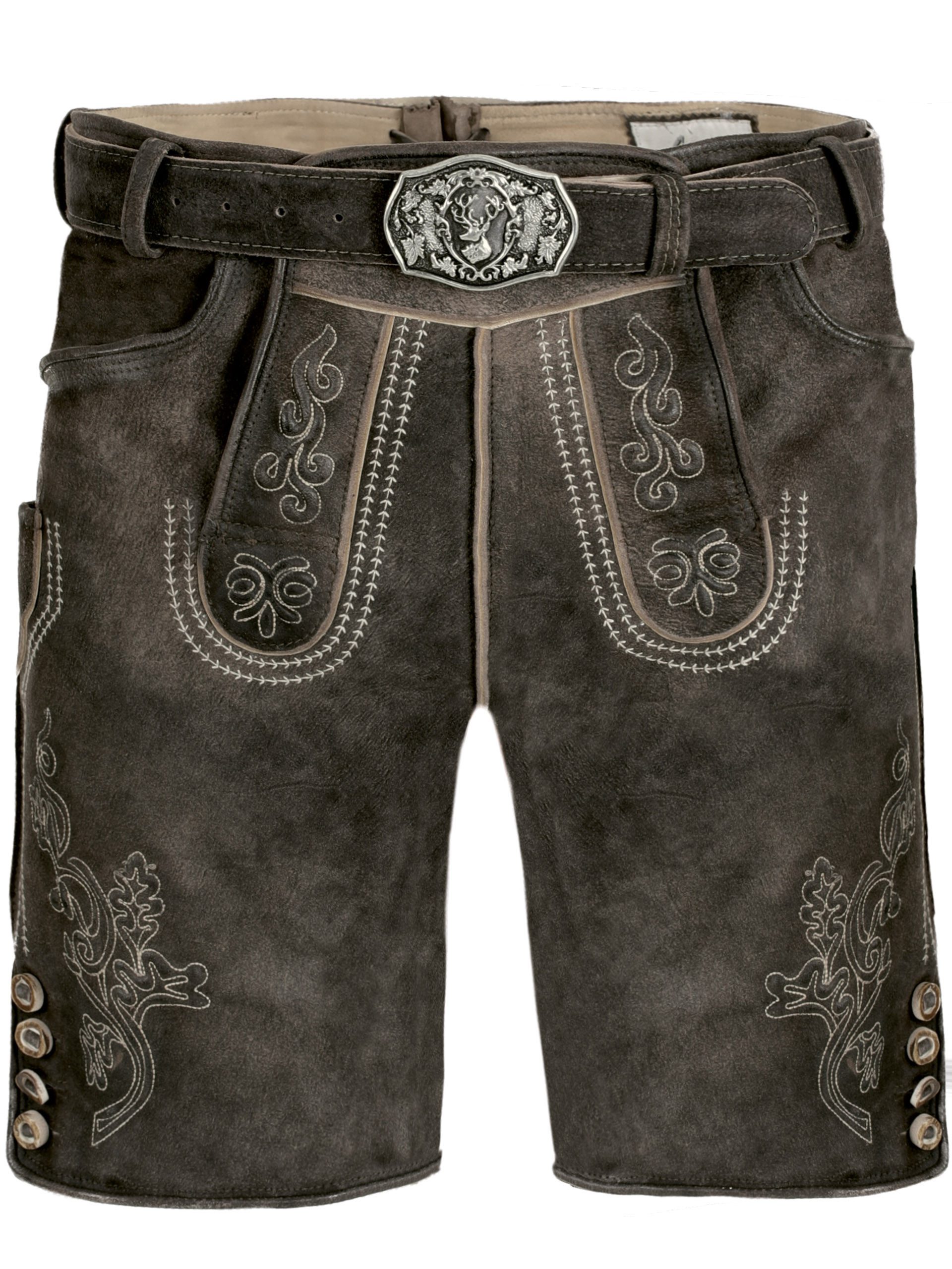Trachtenlederhose Trachtenlederhose kurz Balthasar dunkelbraun