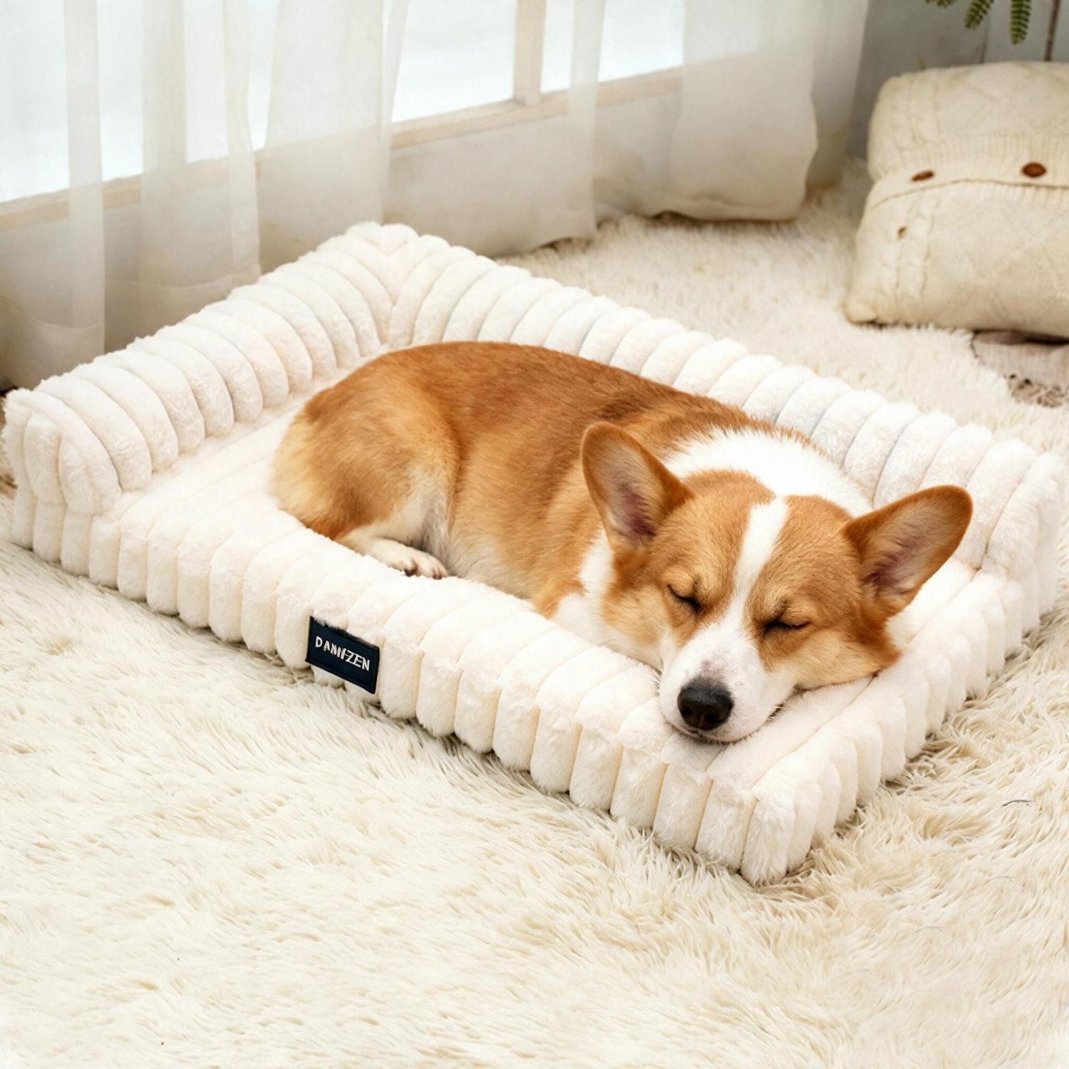 LuxusKollektion Tiersofa Hundebett Orthopädisch Beige 90x70cm