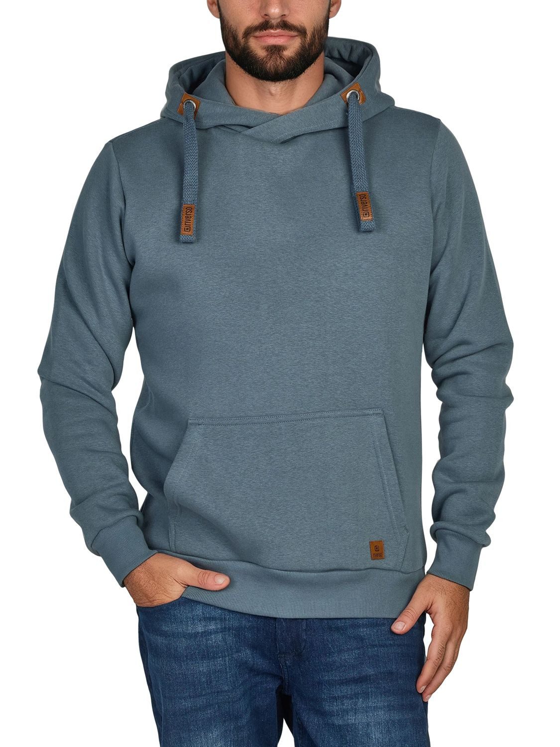 riverso Kapuzenpullover Herren Hoodie RIVNiklas Regular Fit Longsleeve Sweatshirt mit Cross-Over-Kragen und Kängurutasche