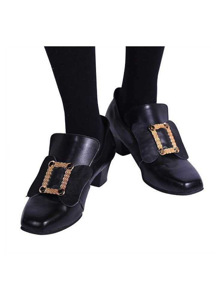 thetru Kostüm Schuhmanschetten gold, Goldene Schuhschnallen auf Kunstleder mit Gummizug