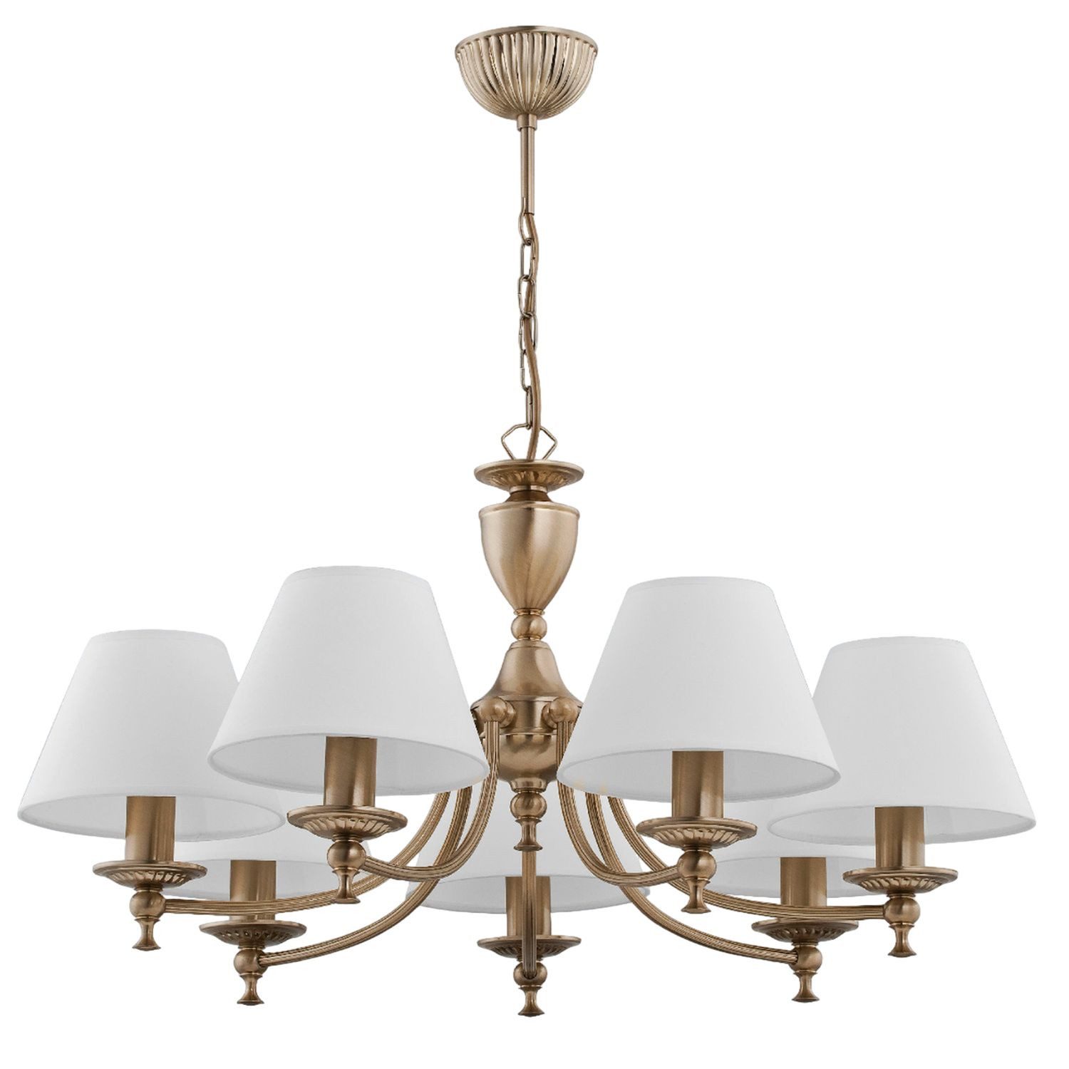 Licht-Erlebnisse Kronleuchter JURIDA, ohne Leuchtmittel, Mit Schirm 50,8 cm breit H: max. 66 cm Stoff Metall 7x E14