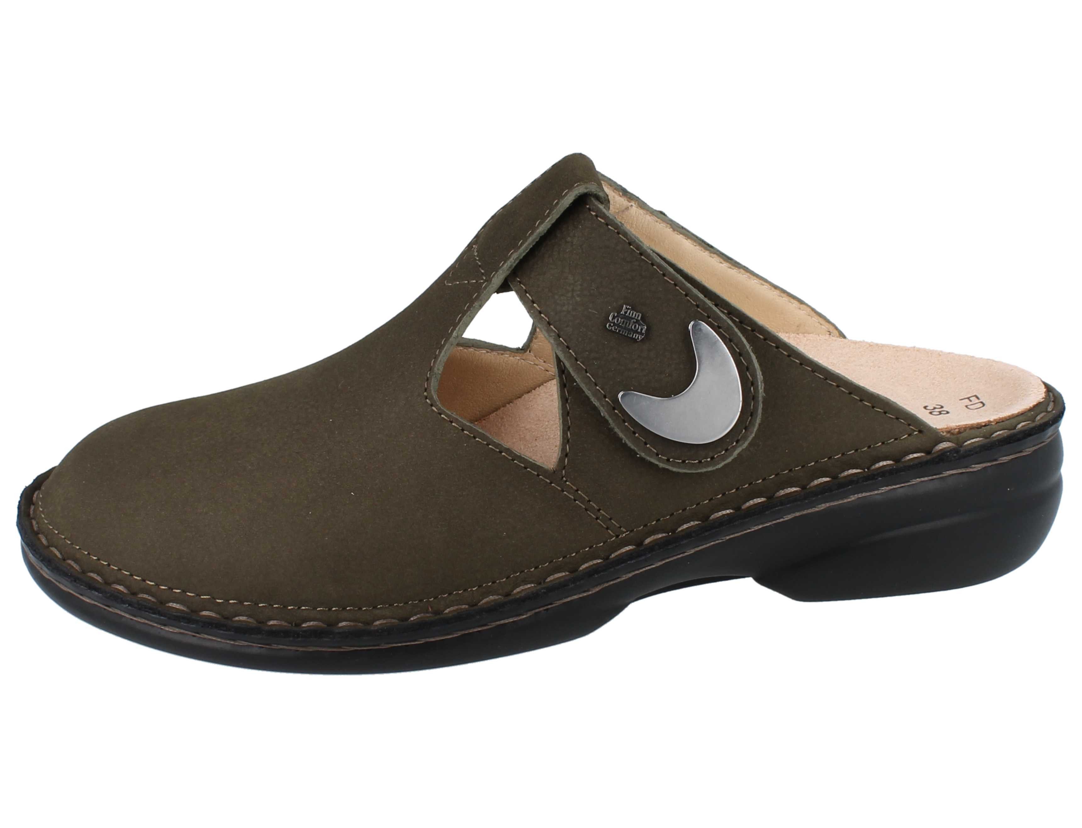 Finn Comfort FINN COMFORT Belem Damen Clogs oliv grün Nubukleder - Größe: 38 Clog Wechselfußbett