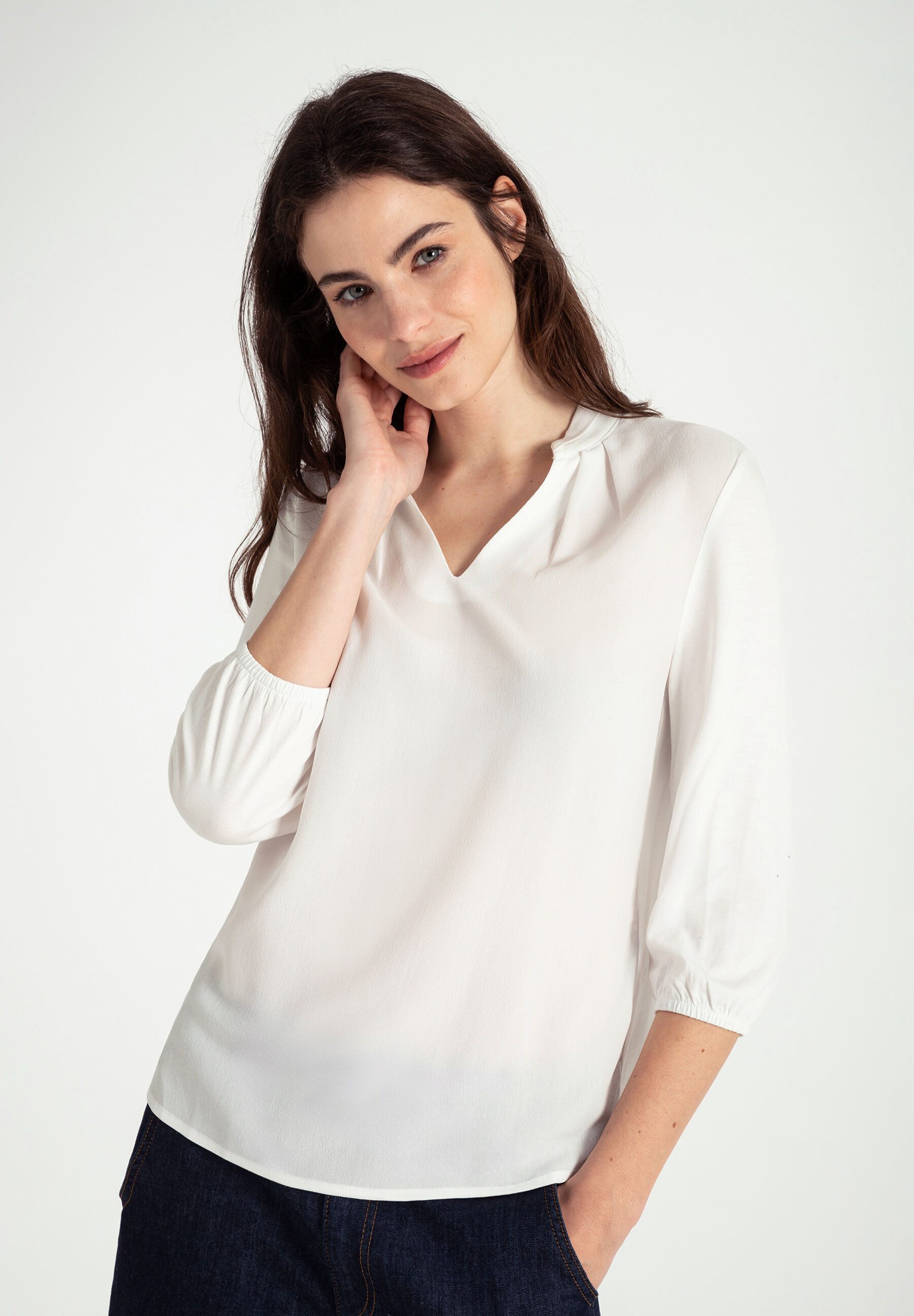 Blusenshirt, 3/4 Arm, ecru, Frühjahrs-Kollektion günstig online kaufen