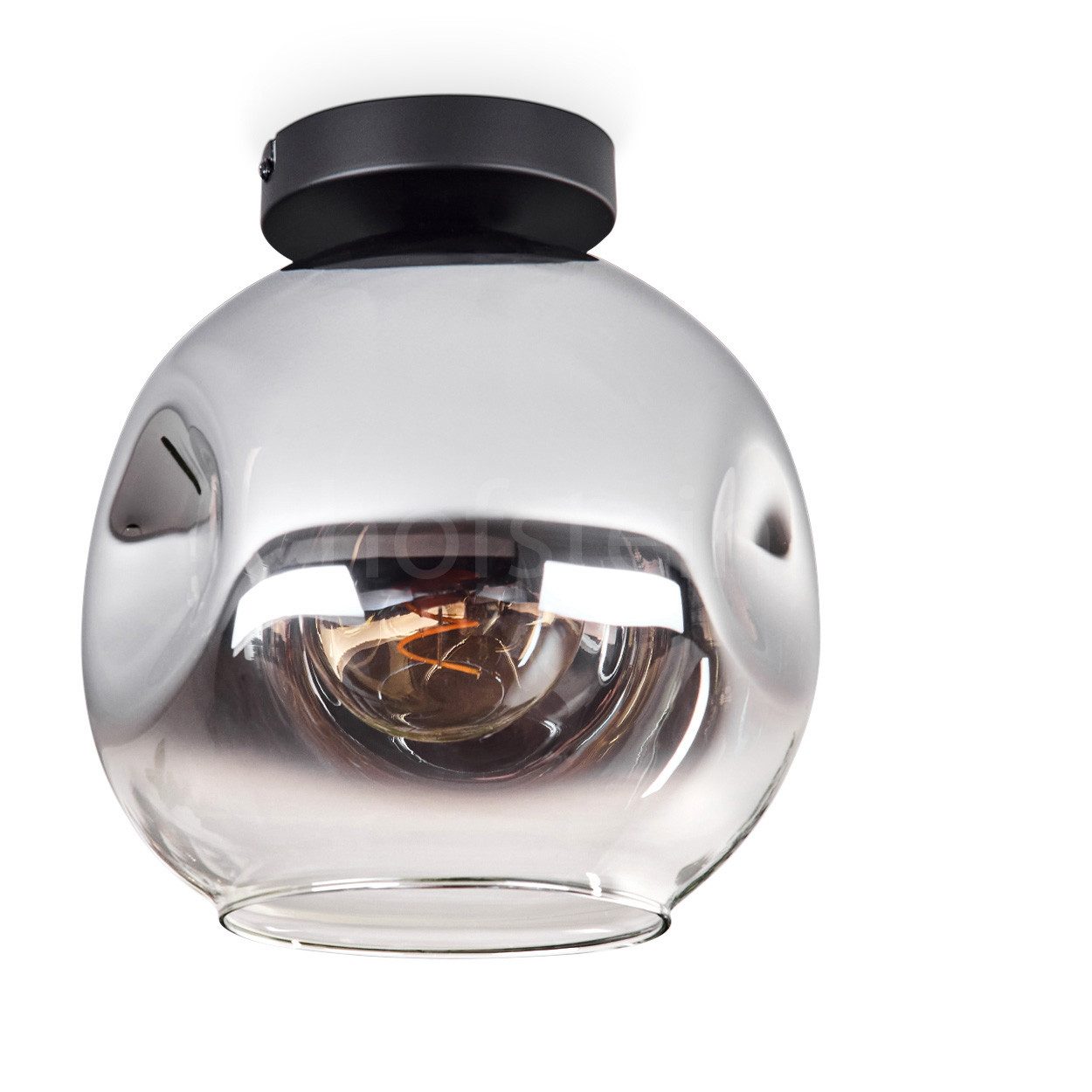 Deckenleuchte Deckenlampe aus Metall/Glas in Schwarz/Chromfarben/Klar