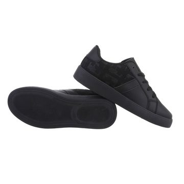 Ital-Design Damen Low-Top Freizeit Sneaker Flach Sneakers Low in Schwarz