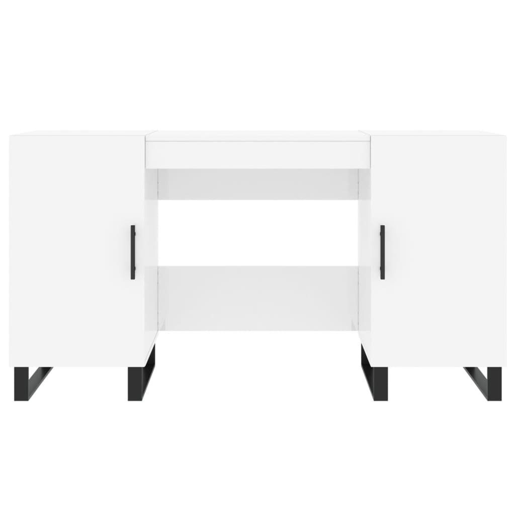 Schreibtisch 140x50x75 cm furnicato Holzwerkstoff Hochglanz-Weiß