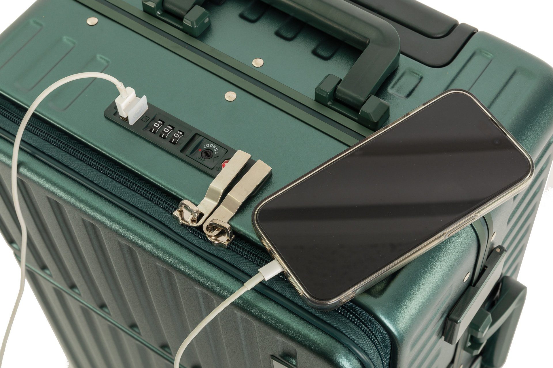 Travelhouse Hartschalen-Trolley Roma, 4 Rollen, mit USB und Getränkehalter Aluminium-Rahmen & Polycarbonat Hartschale – Bild 2 von 5