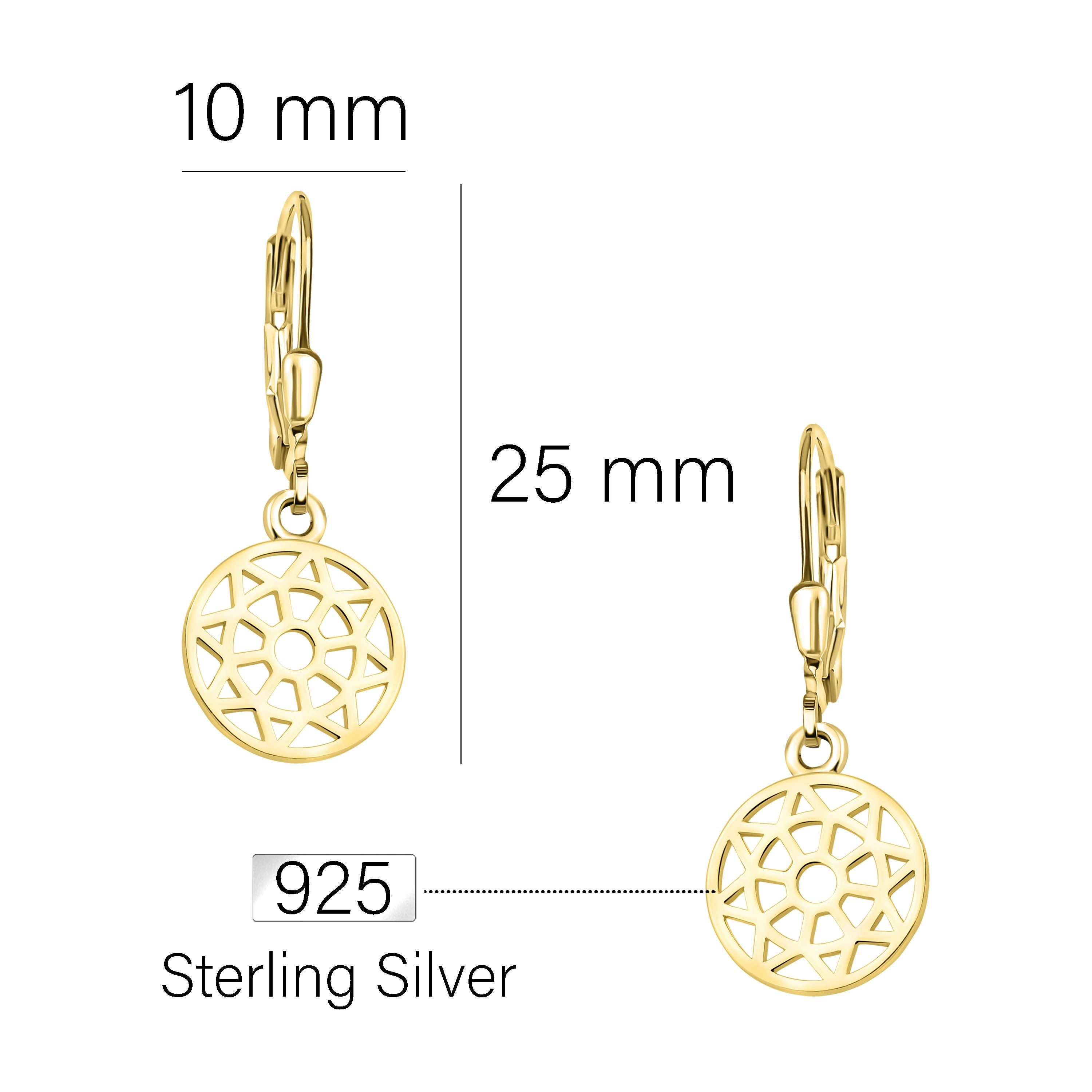 gold Paar Schmuck Silber 925 Ornament Damen Milani Sofia Kreis, Ohrhänger