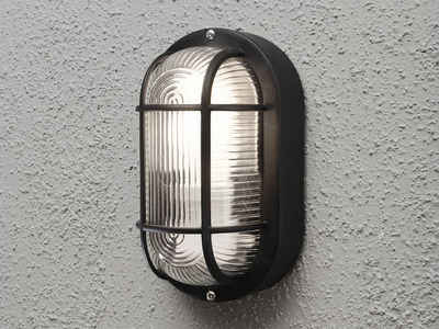 meineWunschleuchte LED Außen-Wandleuchte, LED wechselbar, Warmweiß, Klassische Feuchtraumleuchte aus Kunststoff & Acrylglas Schwarz H:20cm