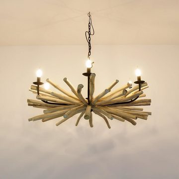 Licht-Erlebnisse Pendelleuchte BANGKOK, ohne Leuchtmittel, XXL Pendelleuchte Treibholz Esszimmer dekorativ Lüster 100cm