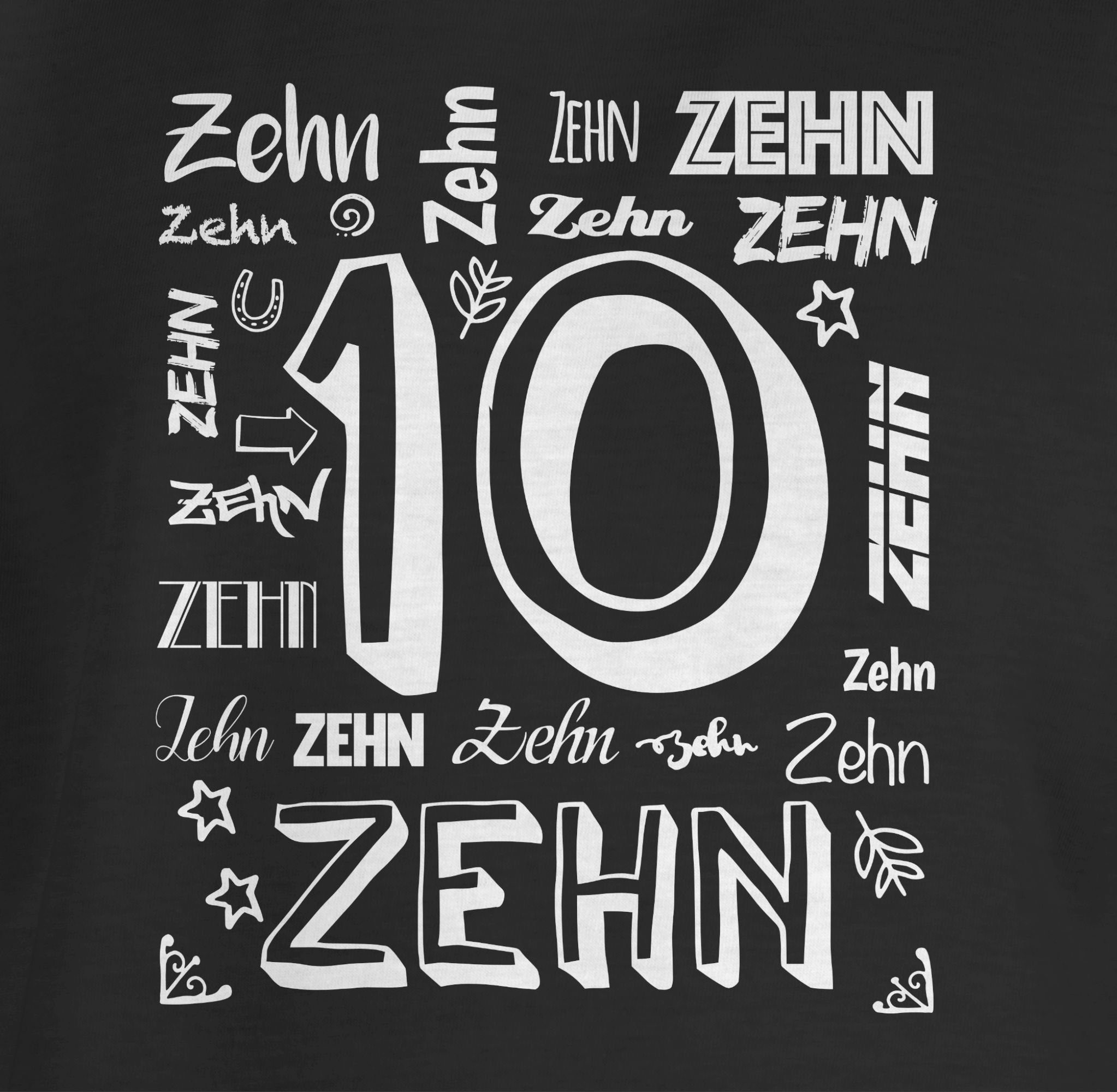 Shirtracer Zahlen Zehnter Schwarz 2 T-Shirt 10. Geburtstag