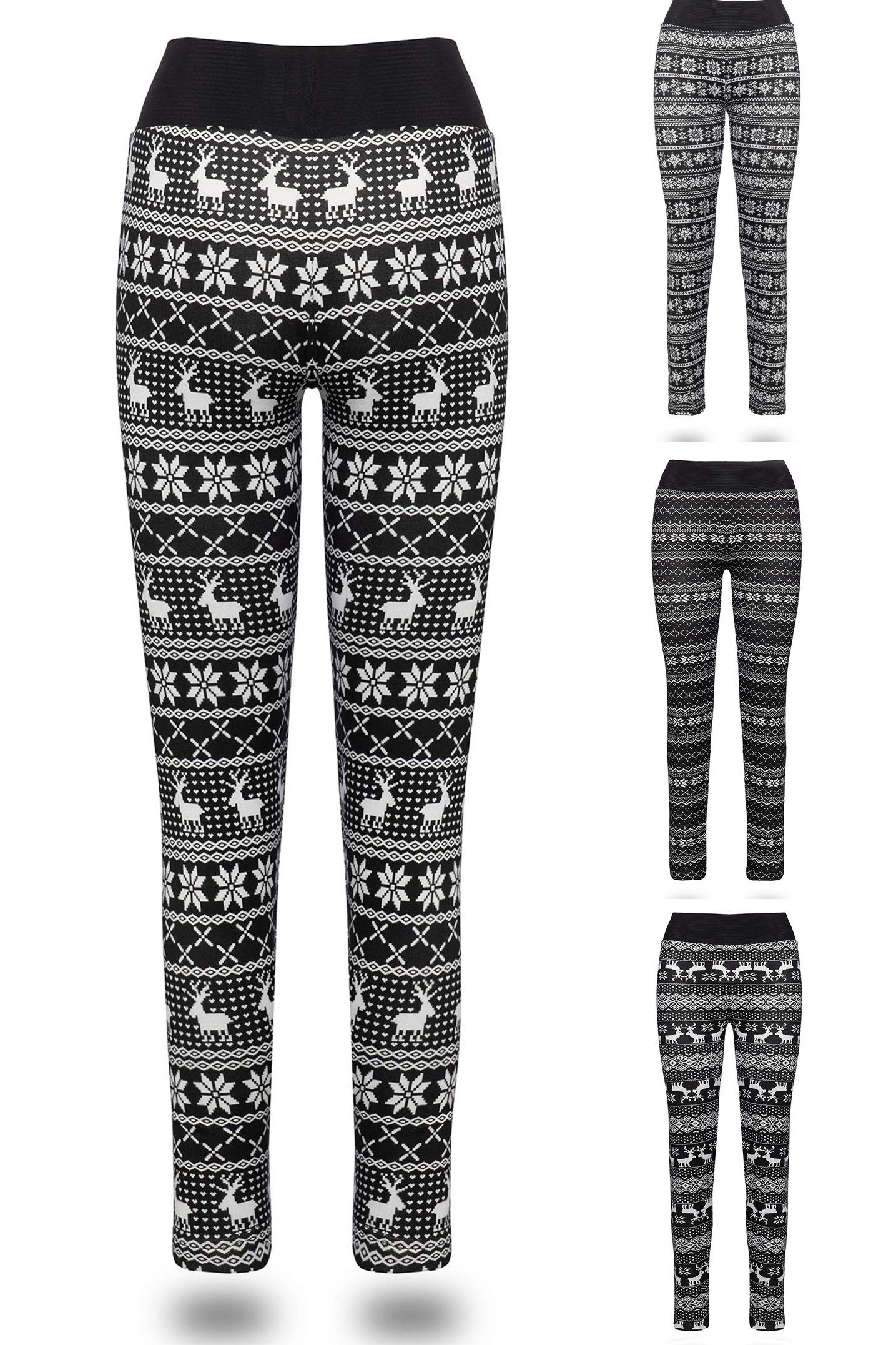 Innenfleece Collection Deer High-Waist Damen gefüttert Winterhose Thermoleggings Winter warm Weihnachten Kendindza Thermoleggings