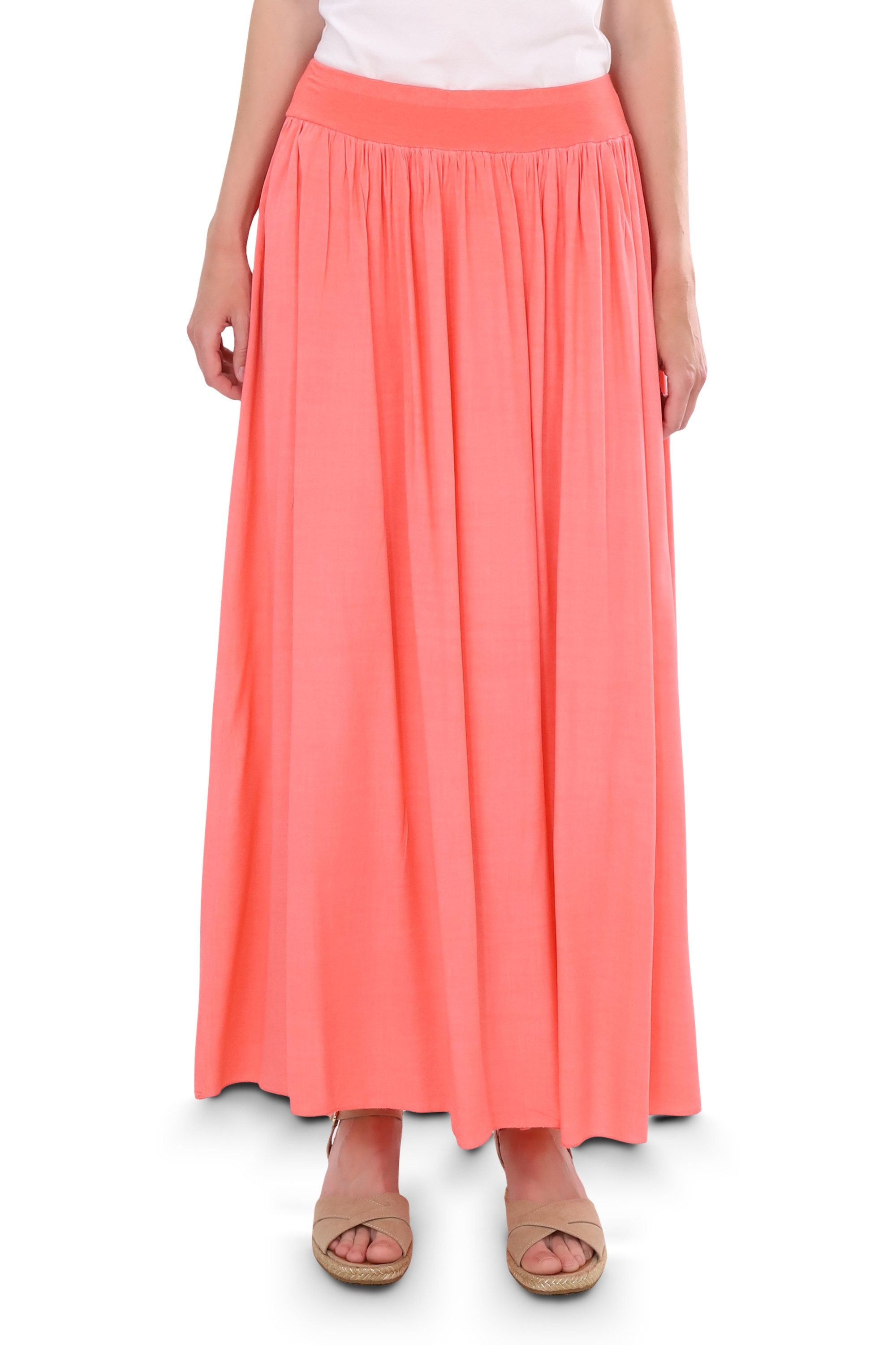 malito more than fashion Sommerrock malito Damen Maxi Rock, langer Rock blickdicht, Sommerrock mit Bund leichter eleganter Sommer Rock